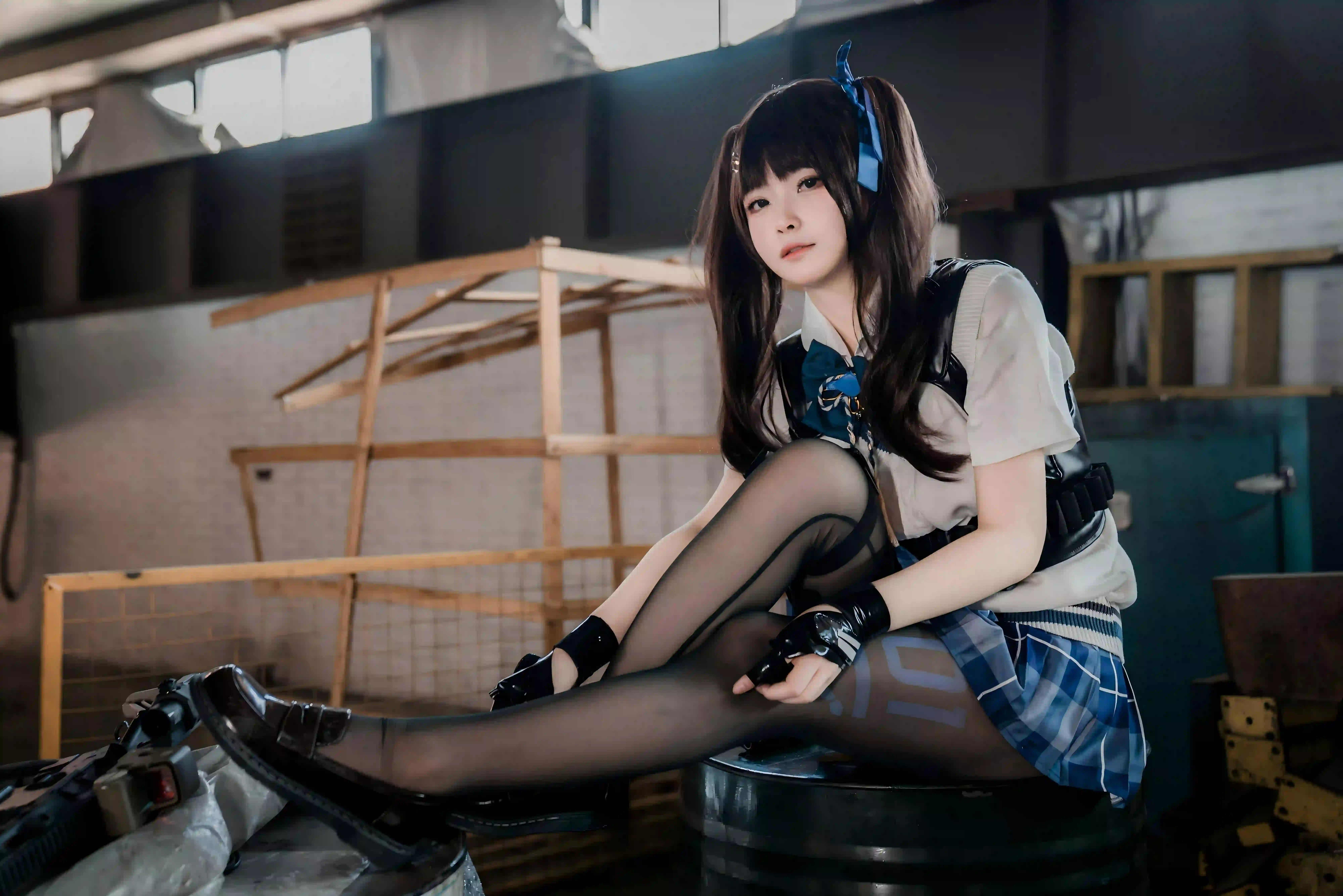 coser 长腿美女 丝袜美腿 黑色丝袜 jk 4
