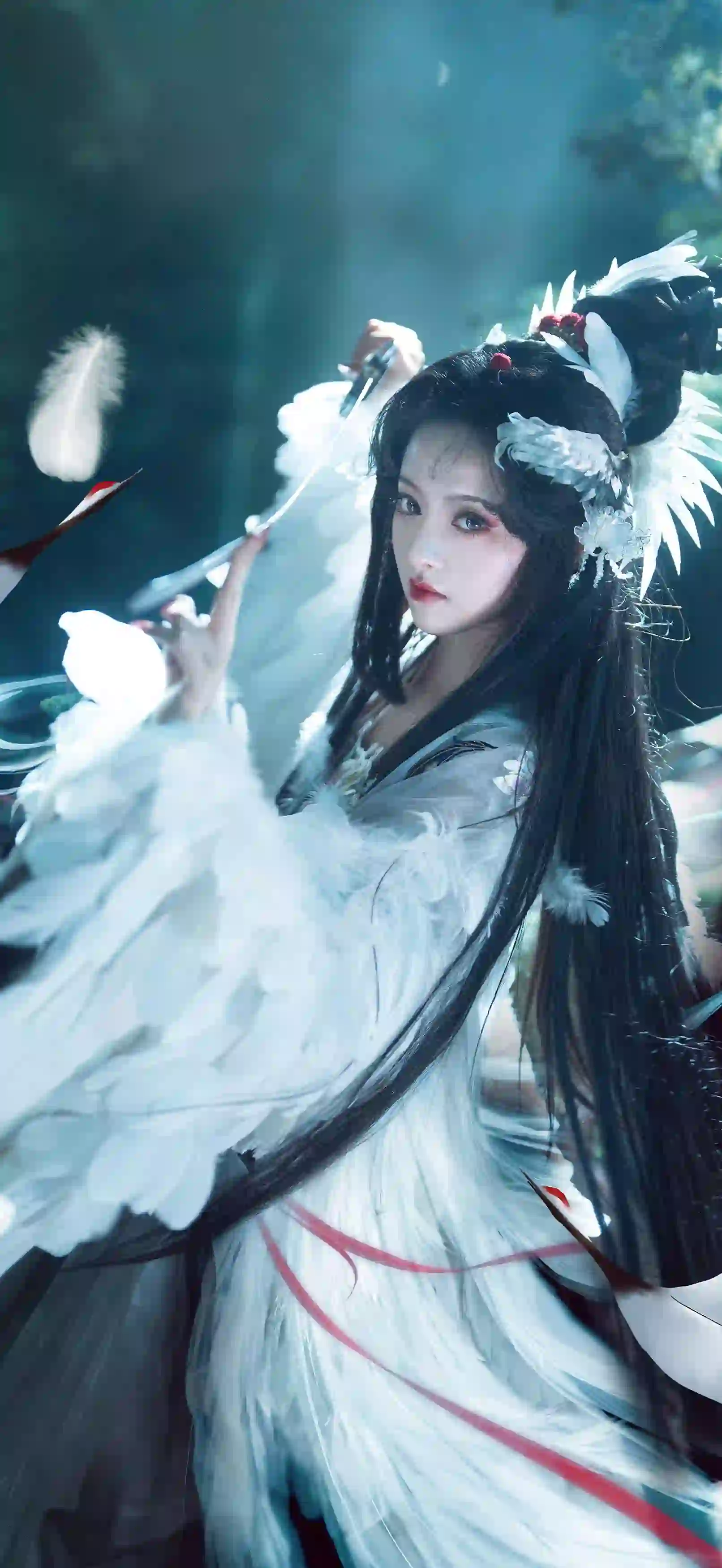 长发美女 古风汉服美女 羽毛 羽毛头饰