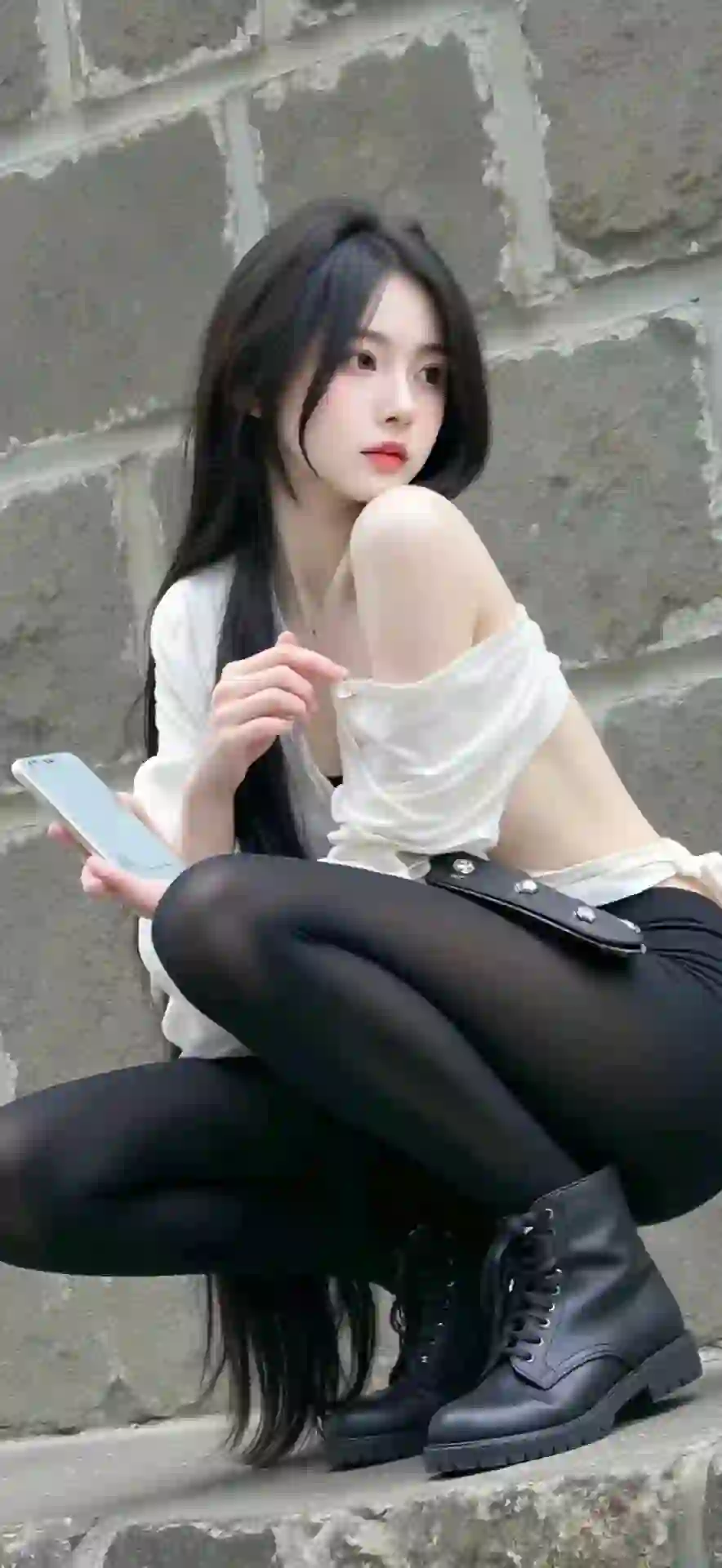 长腿丝袜美女 黑色丝袜 性美女 户外写真