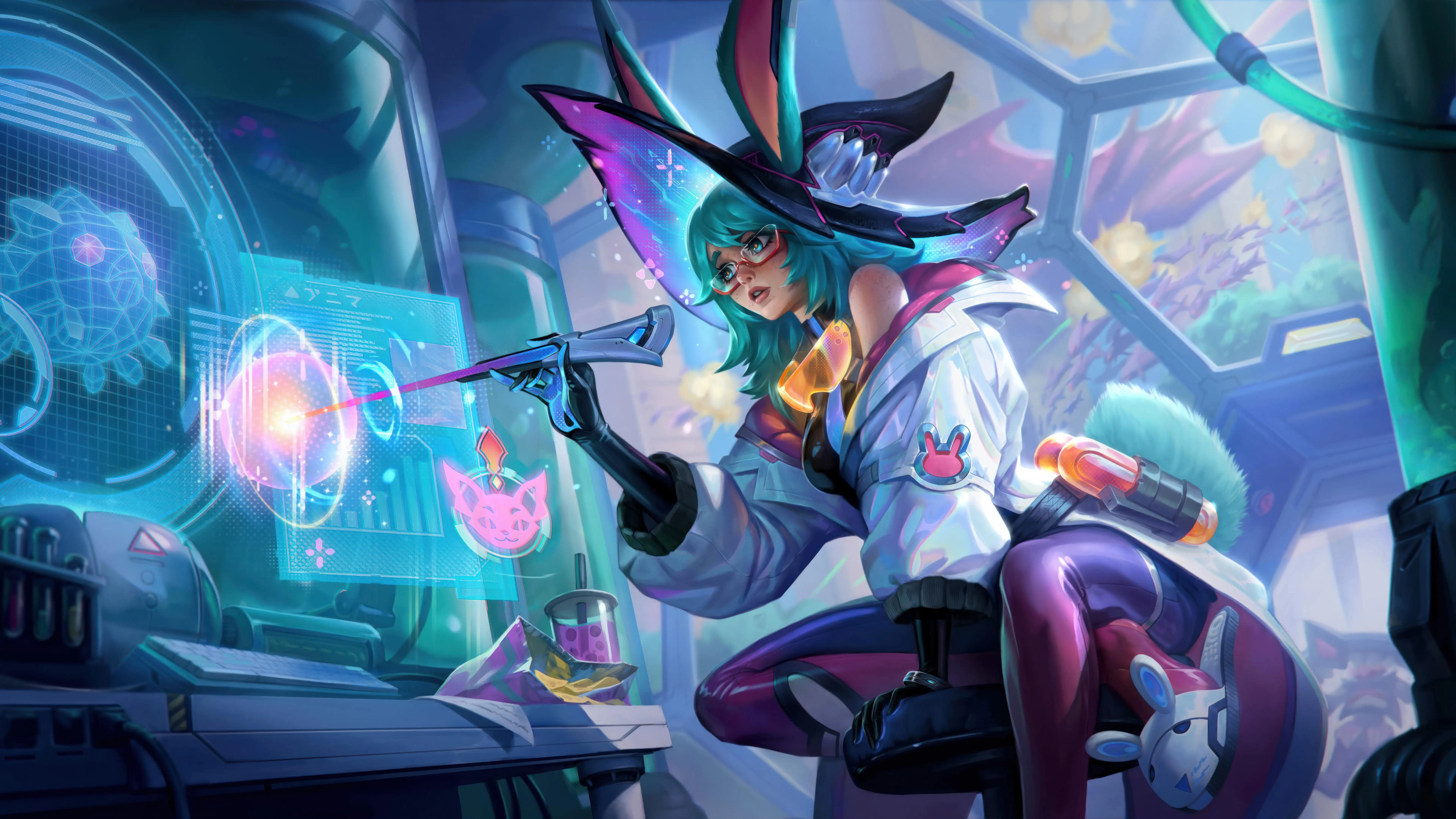 英雄联盟 LOL 双界灵兔 幻灵战队兔 阿萝拉 8k游戏壁纸