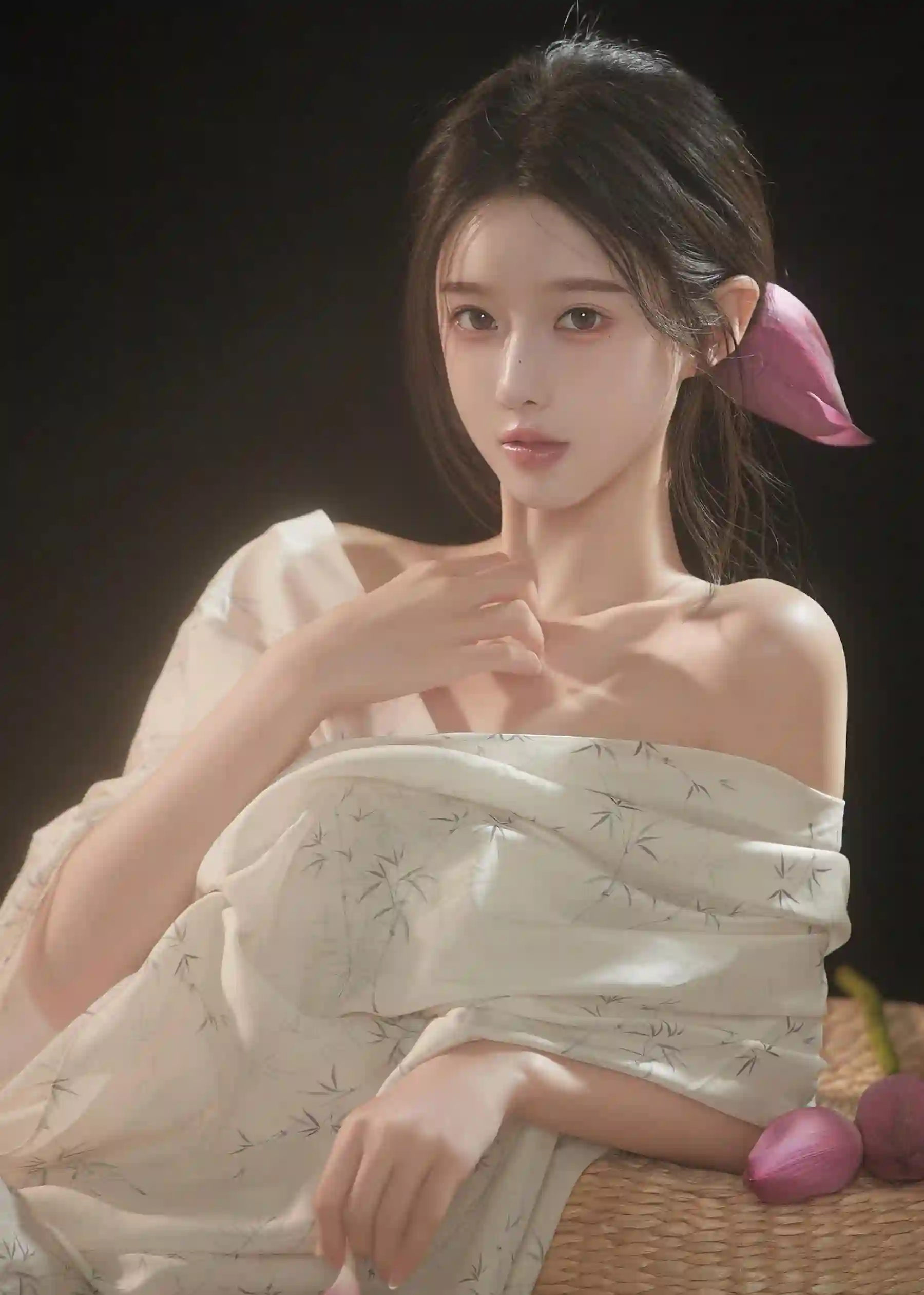 古风美女 性感美女 古风 花 荷花 古典美女 