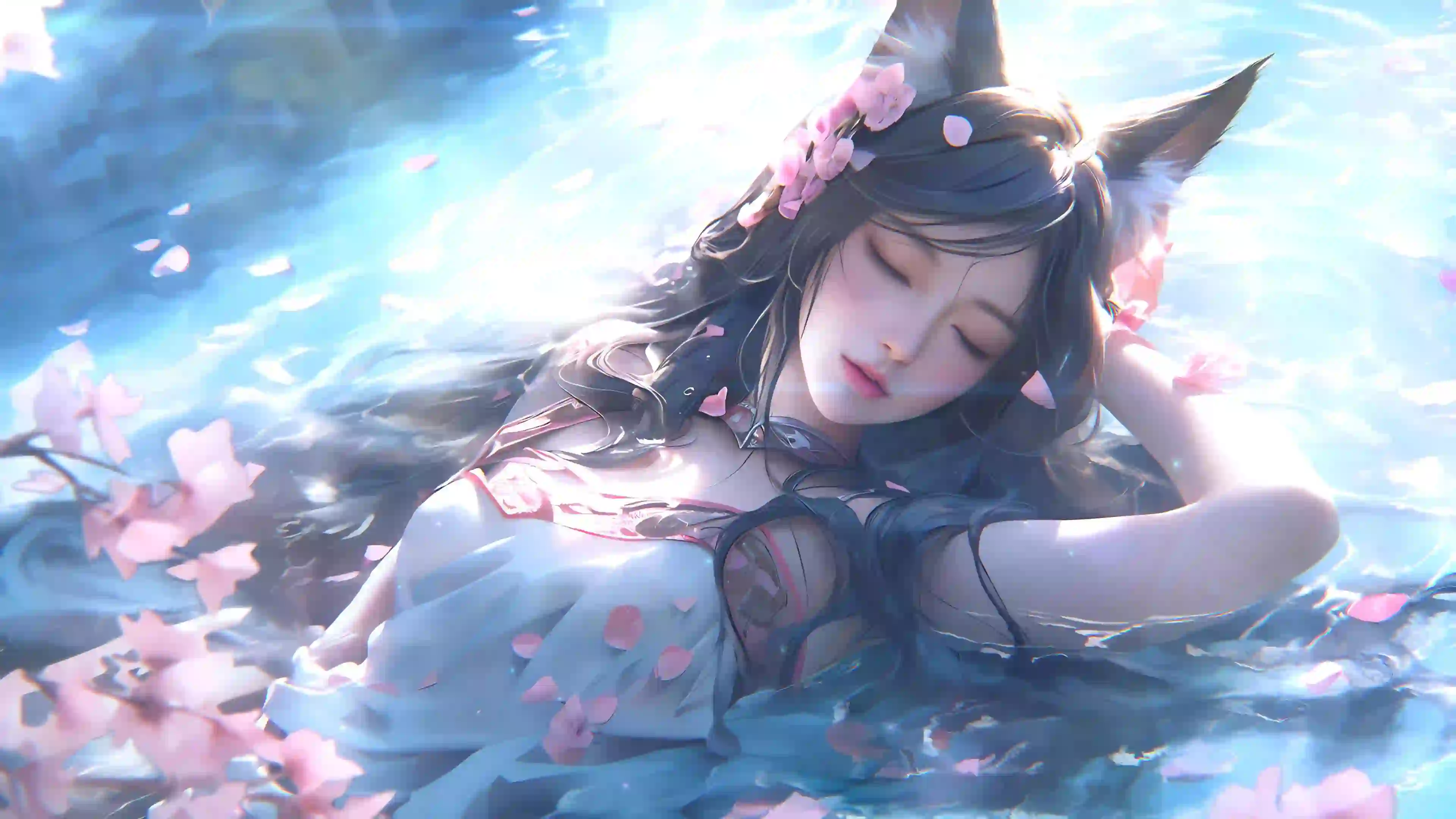 阿狸 水 花瓣 唯美 桃花花瓣