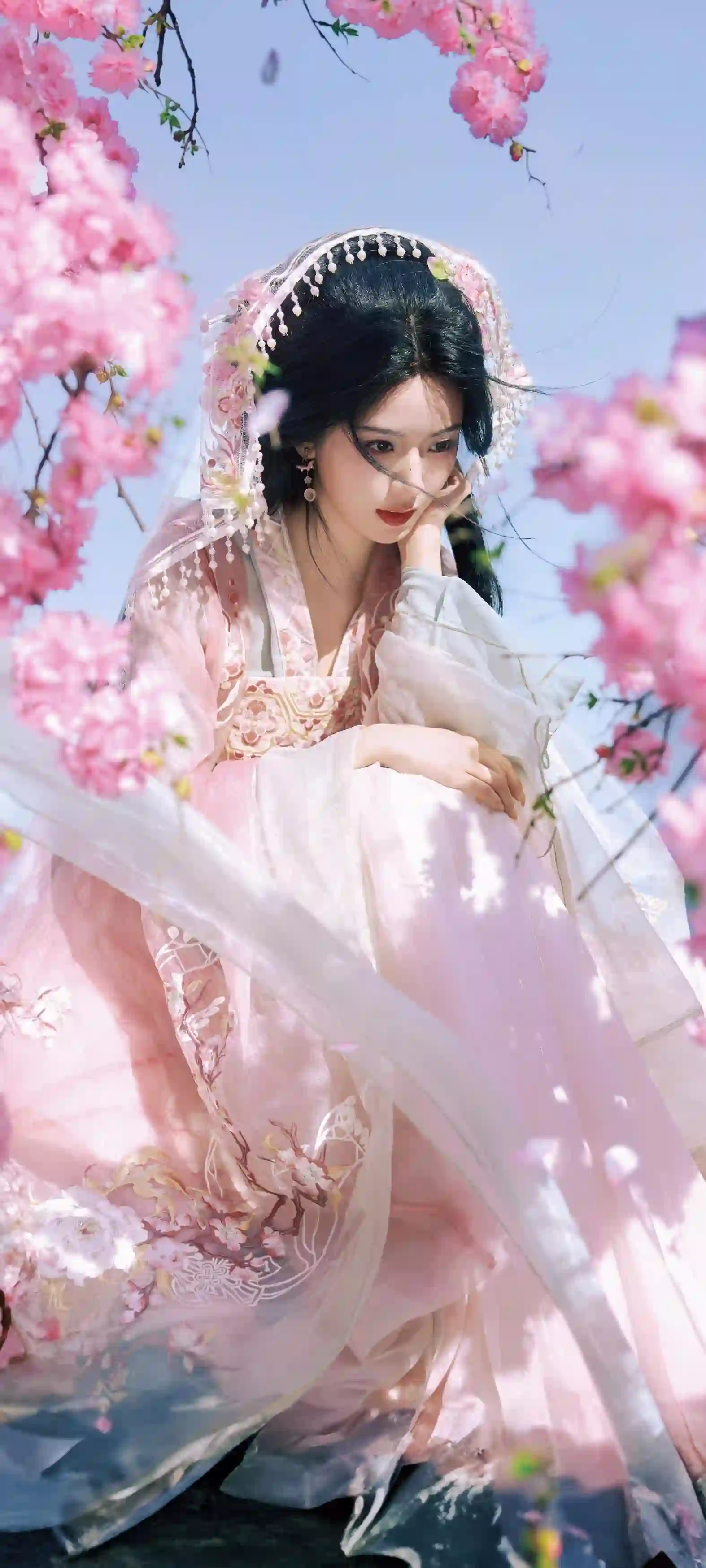 古风美女 汉服美女 粉色系 桃花 