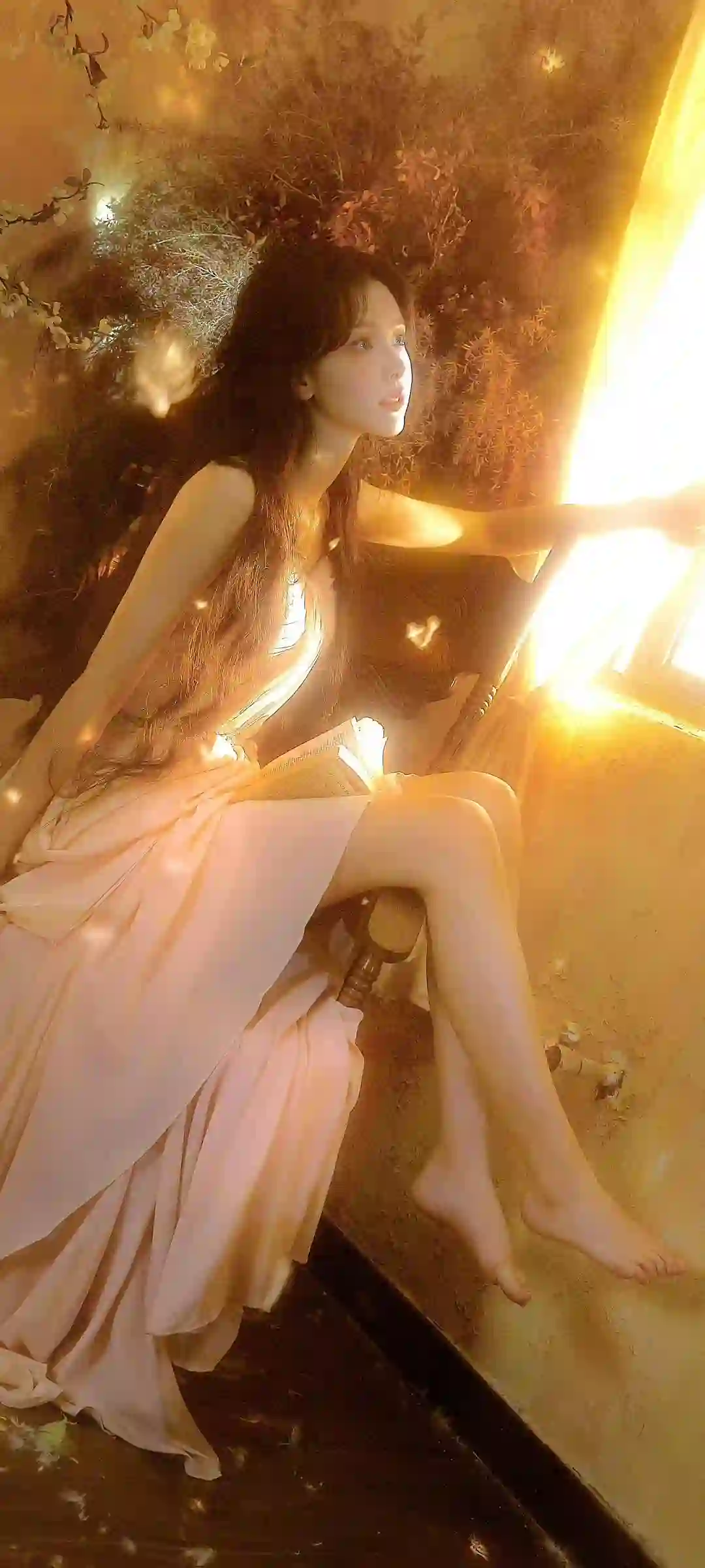 美女 长发美女 暖色调 长腿美女 居家写真 阳光
