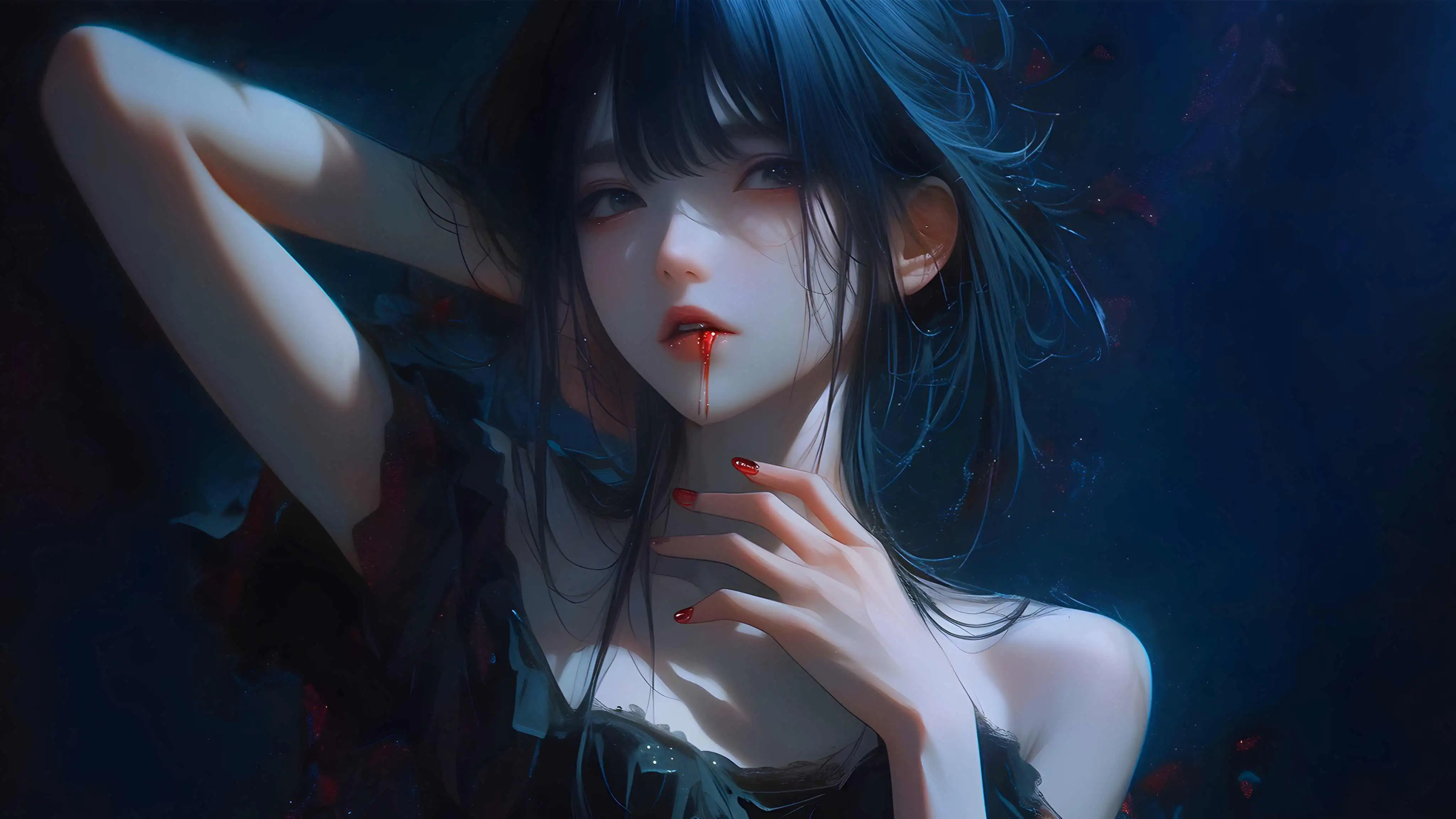 短发吊带女孩｜黑色衣服
