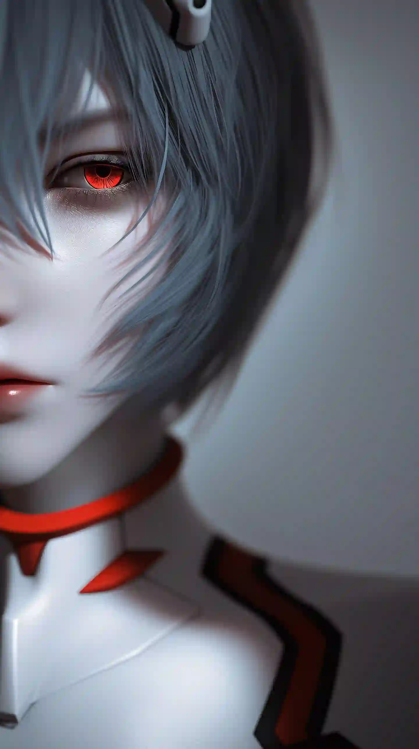 银白发 红眼 少女 特写 3D艺术 AI绘画
