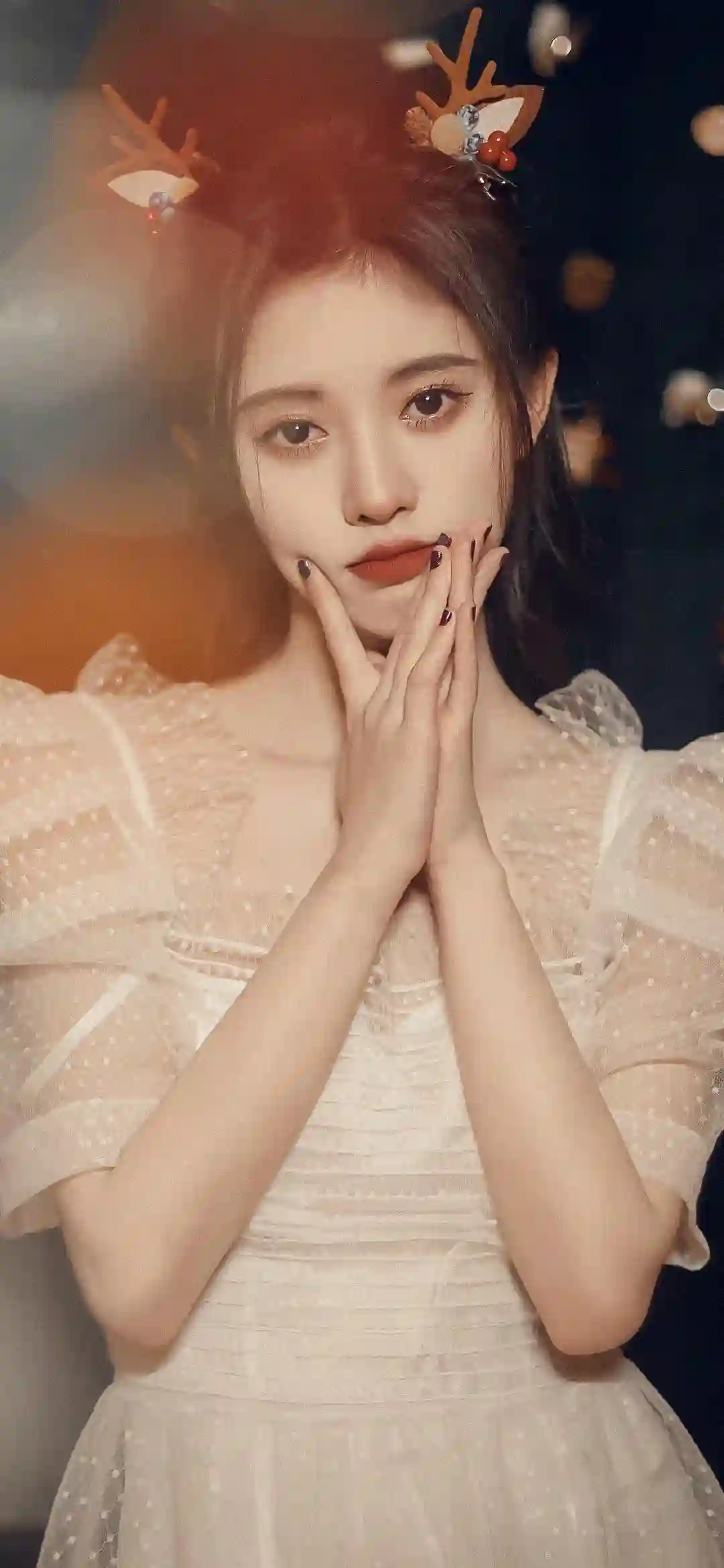 长发白裙美女 明星 鞠婧祎 可爱