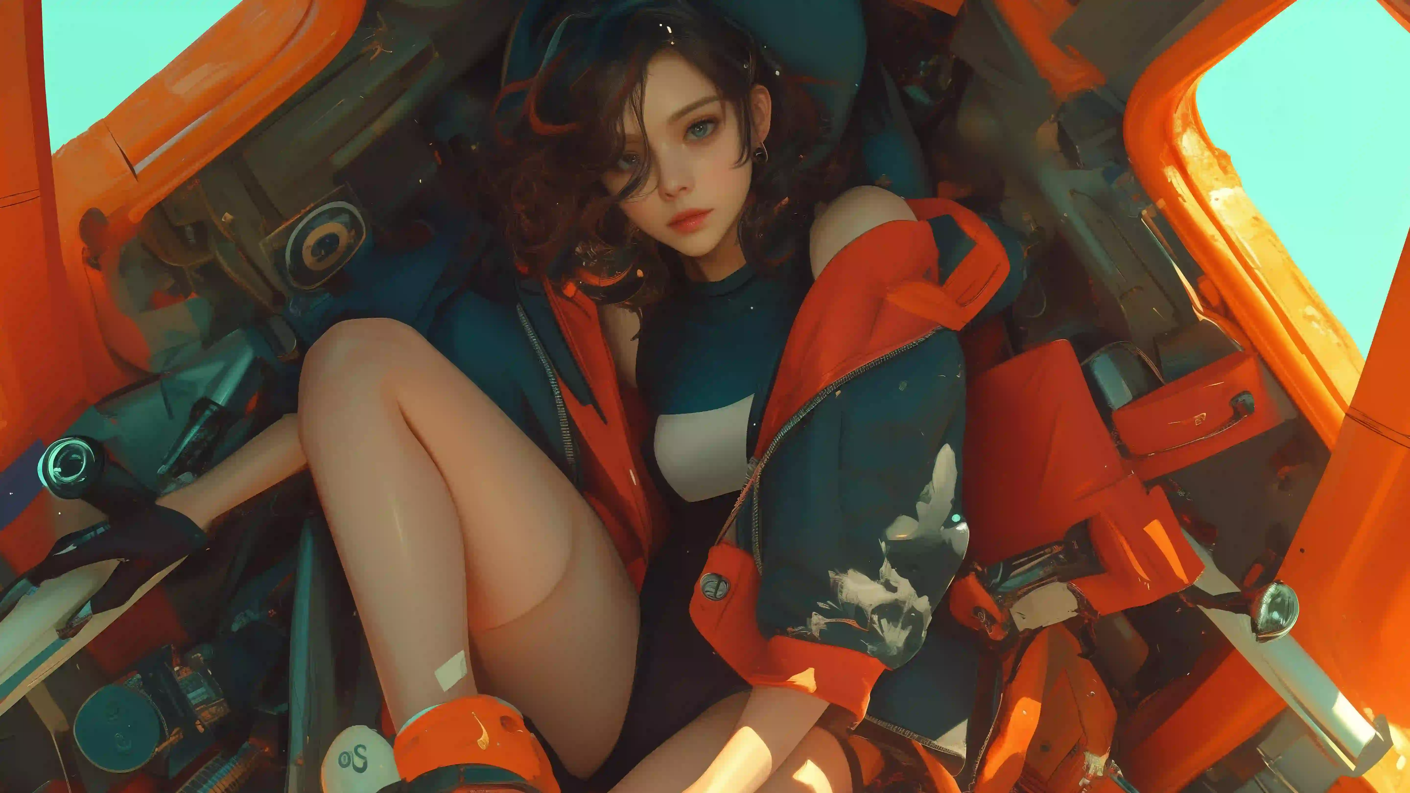 AI-AI美女 个性 长发女孩 长腿