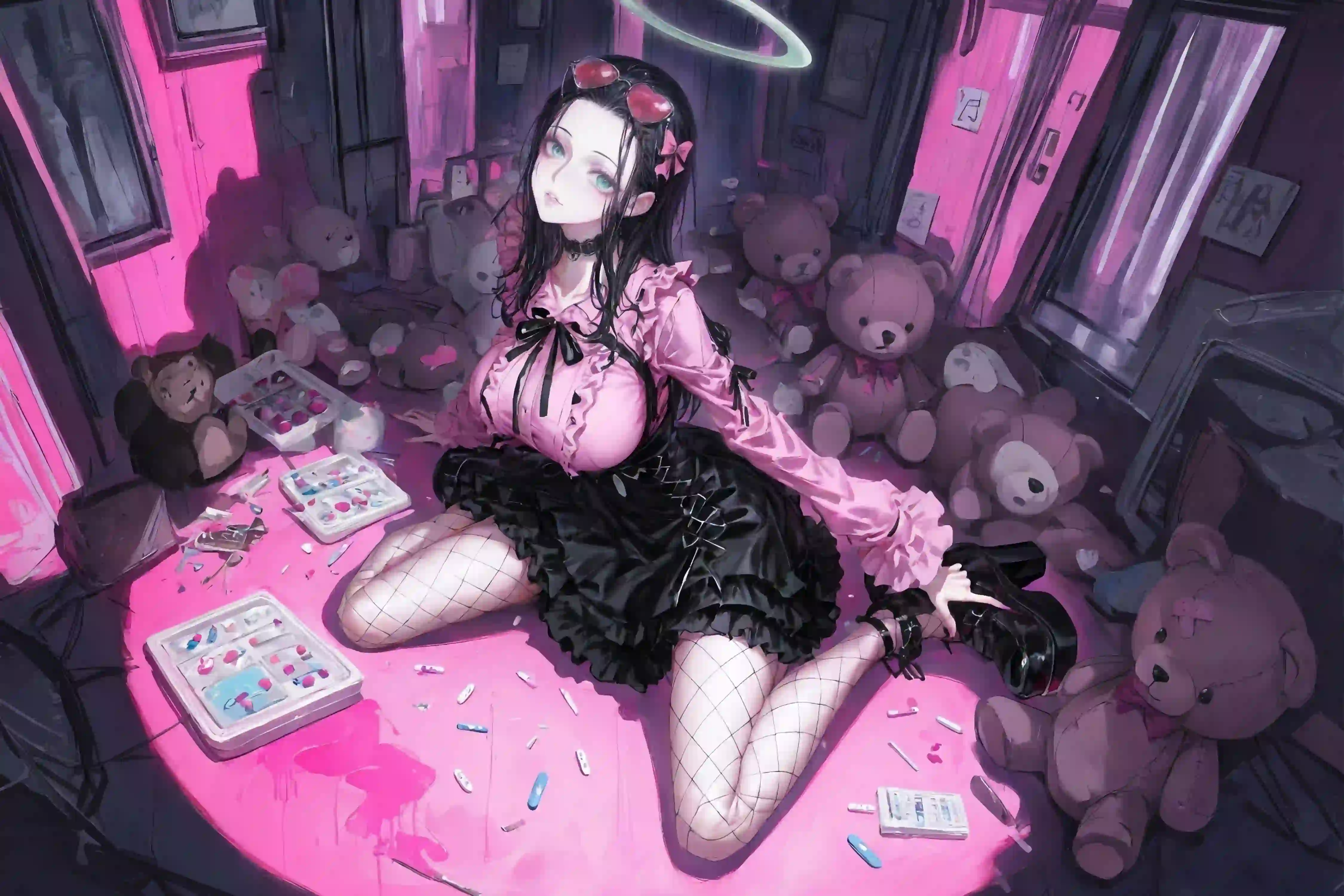 动漫女孩 二次元 长腿美女 小熊