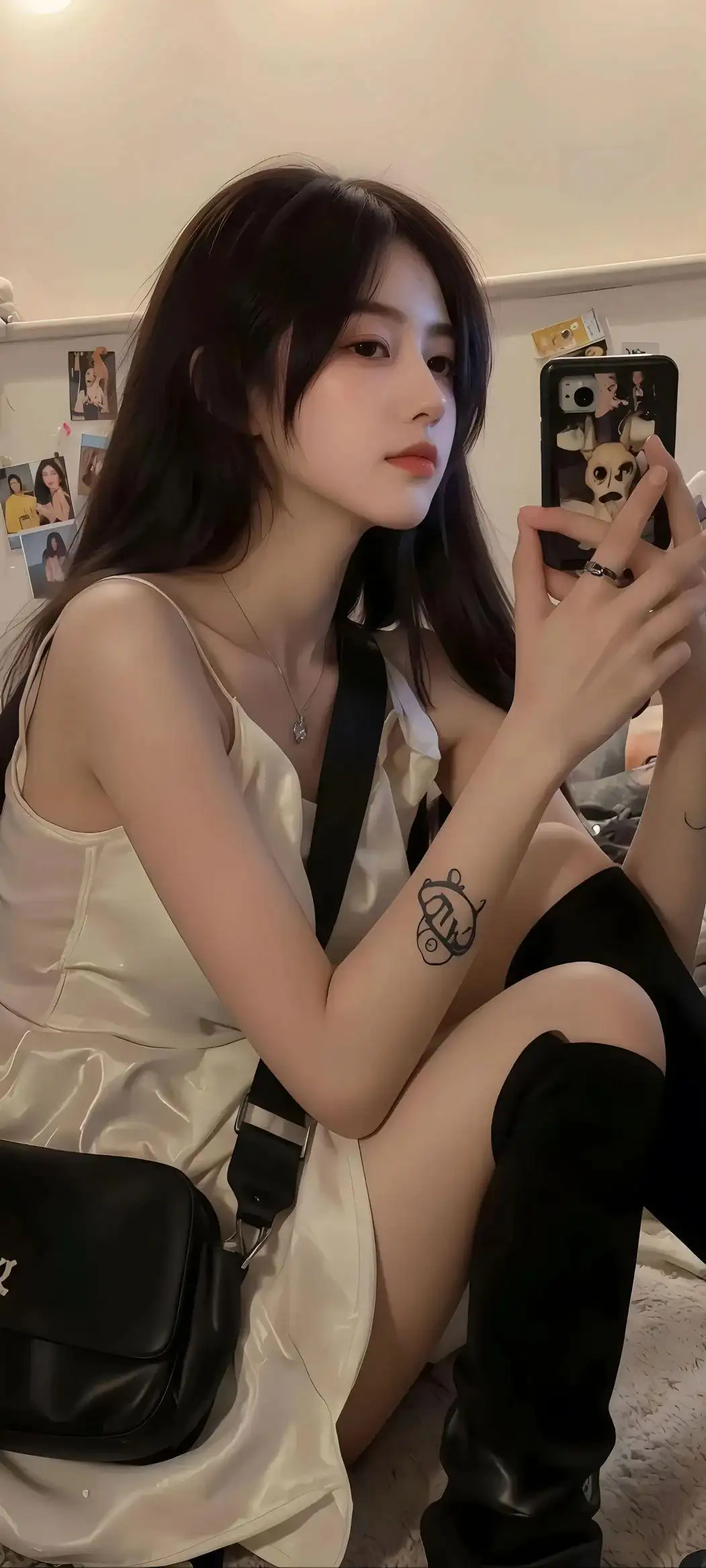 长发白裙性感长腿美女