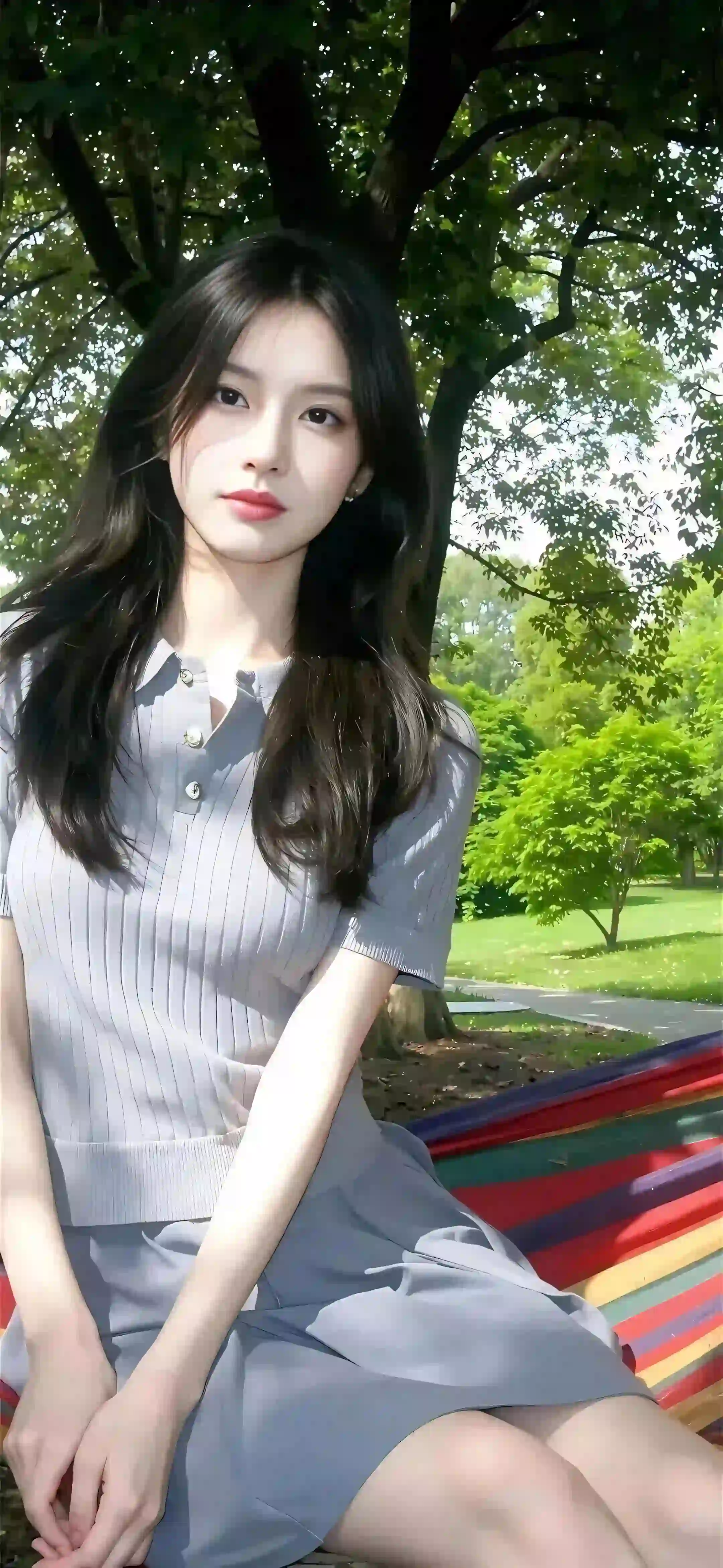 长发清纯美女 户外 小清新 纯欲