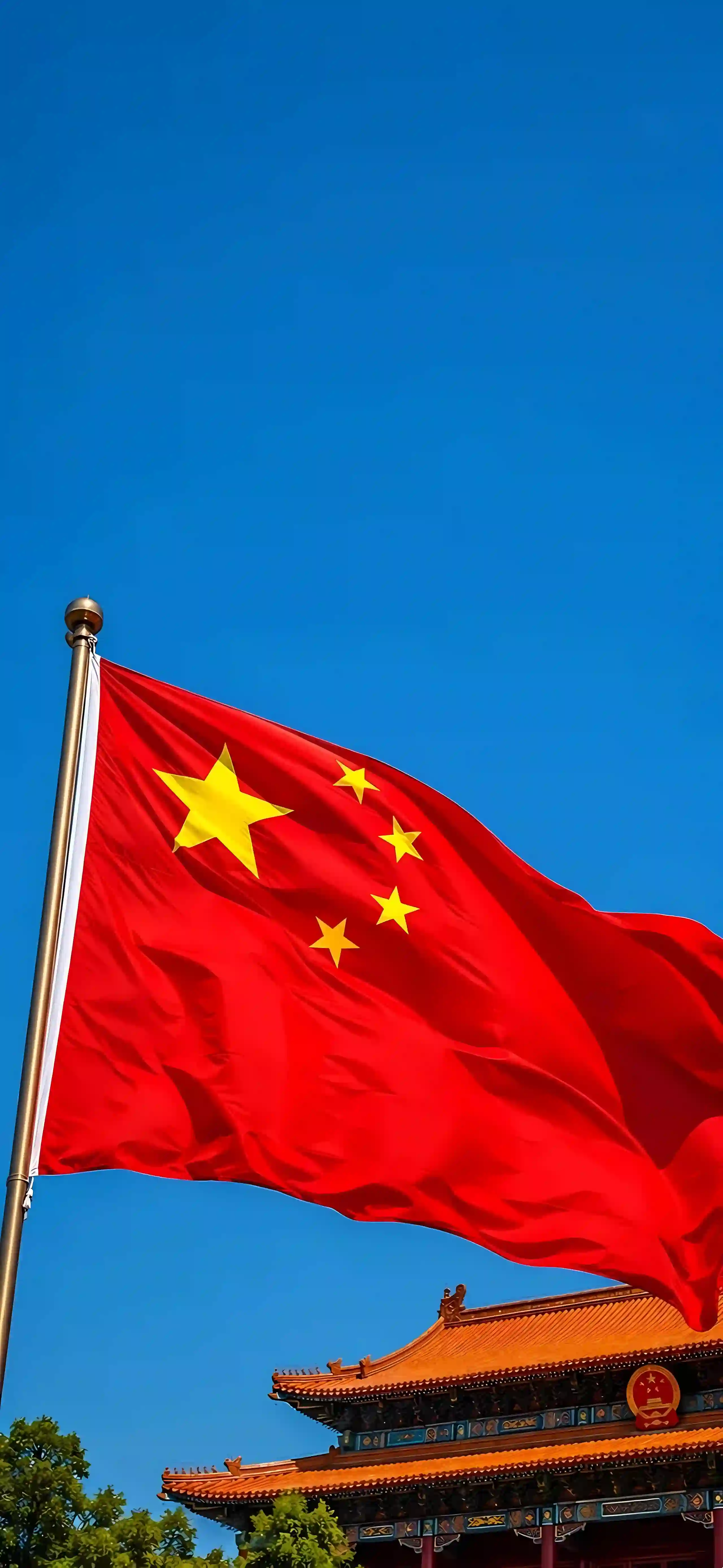 五星红旗 天安门 蓝天 国旗 飘扬
