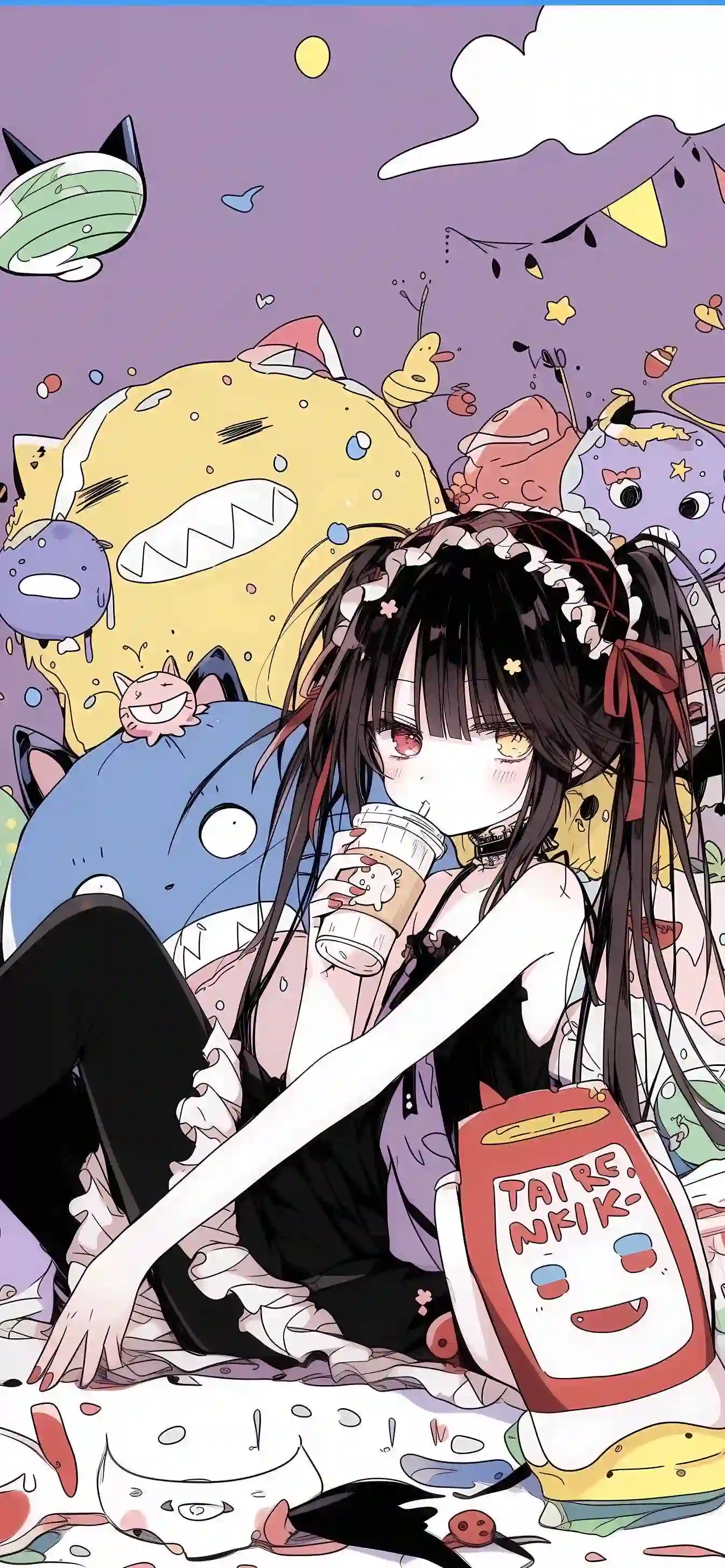 动漫 少女 双马尾 可爱怪物 奇幻插画