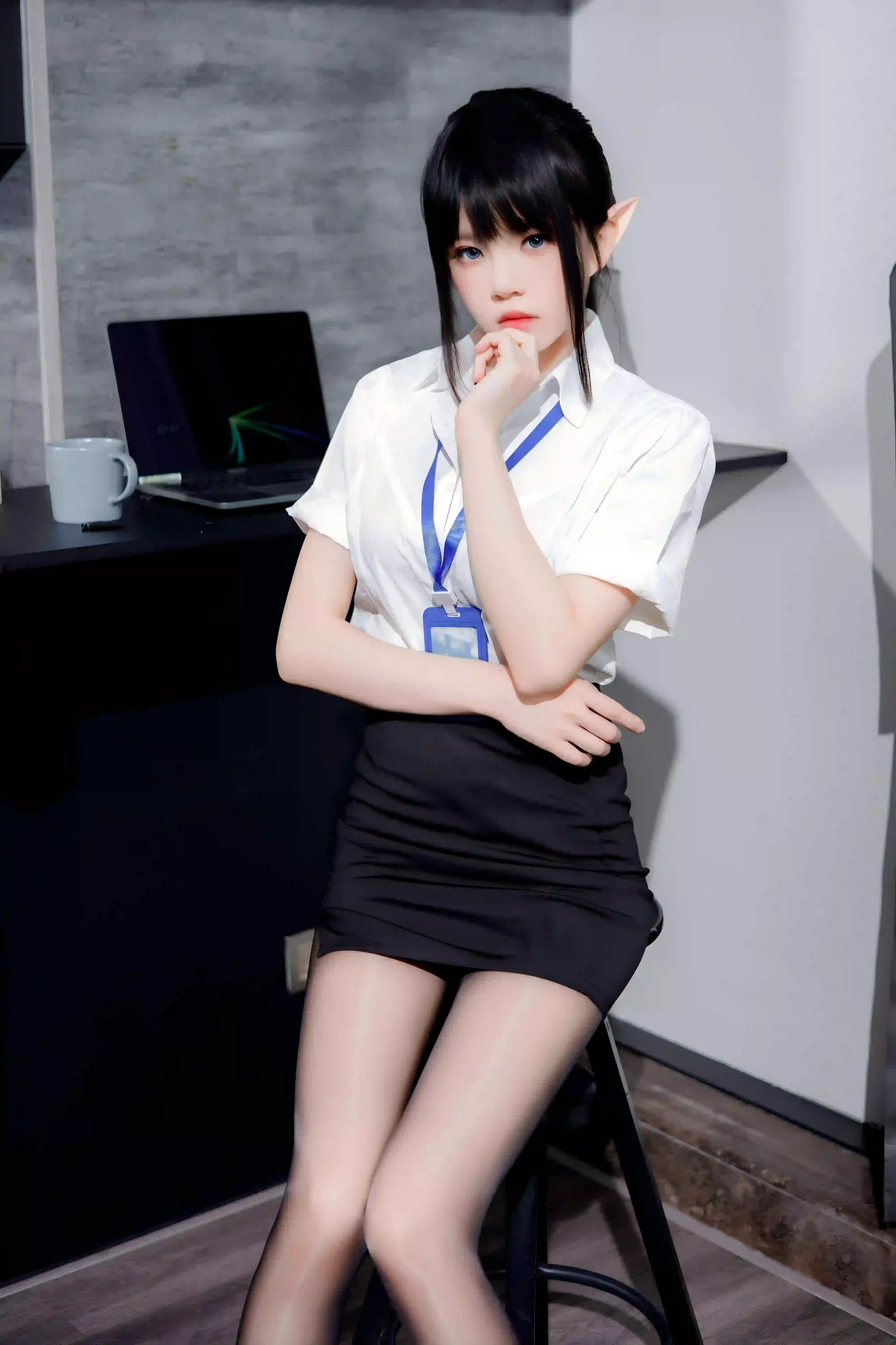 职业装 职业穿搭 长腿丝袜美女 白色衬衫  1