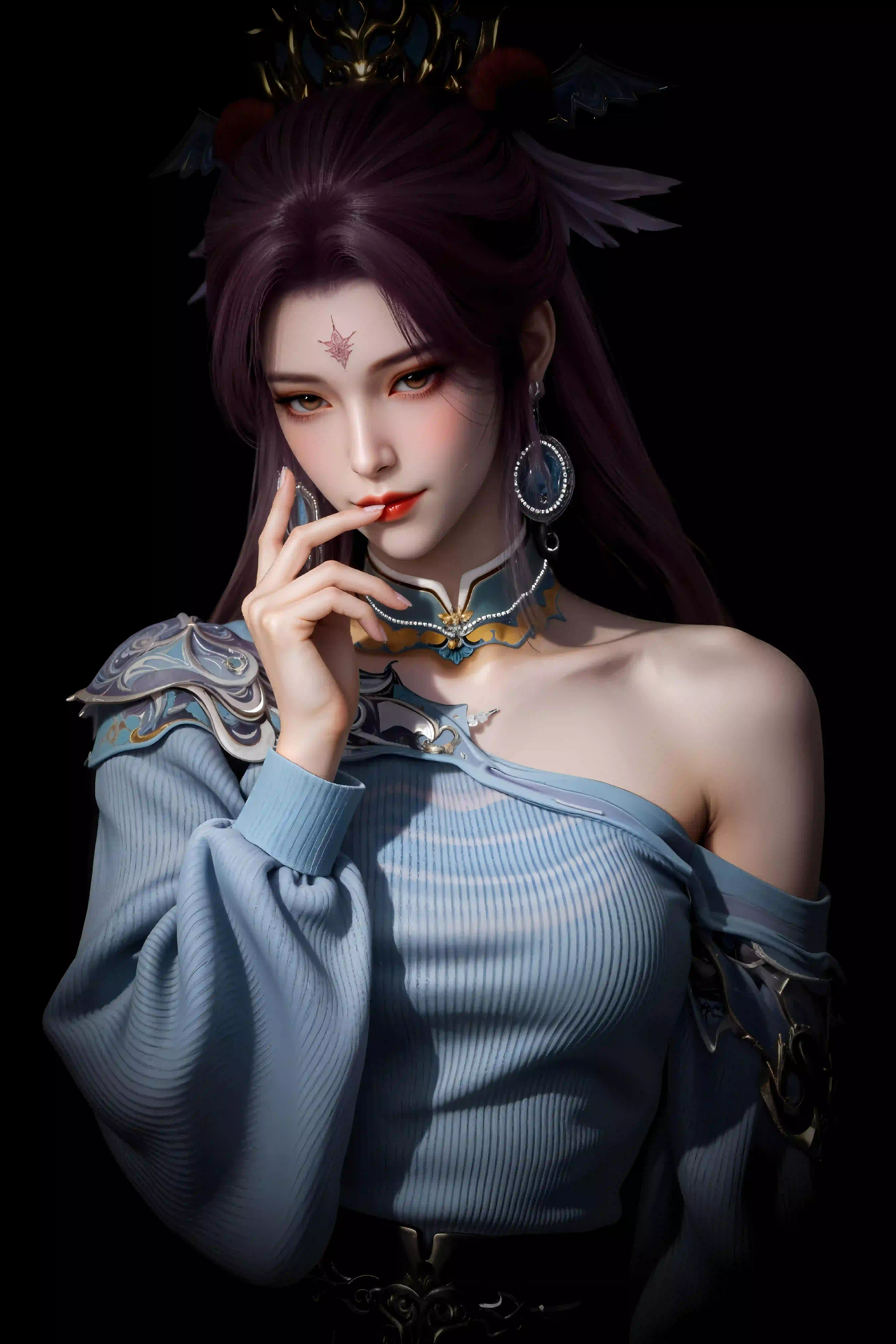 国风写实动漫人物美人·牧神记人物天魔圣女 紫发华服 仙侠