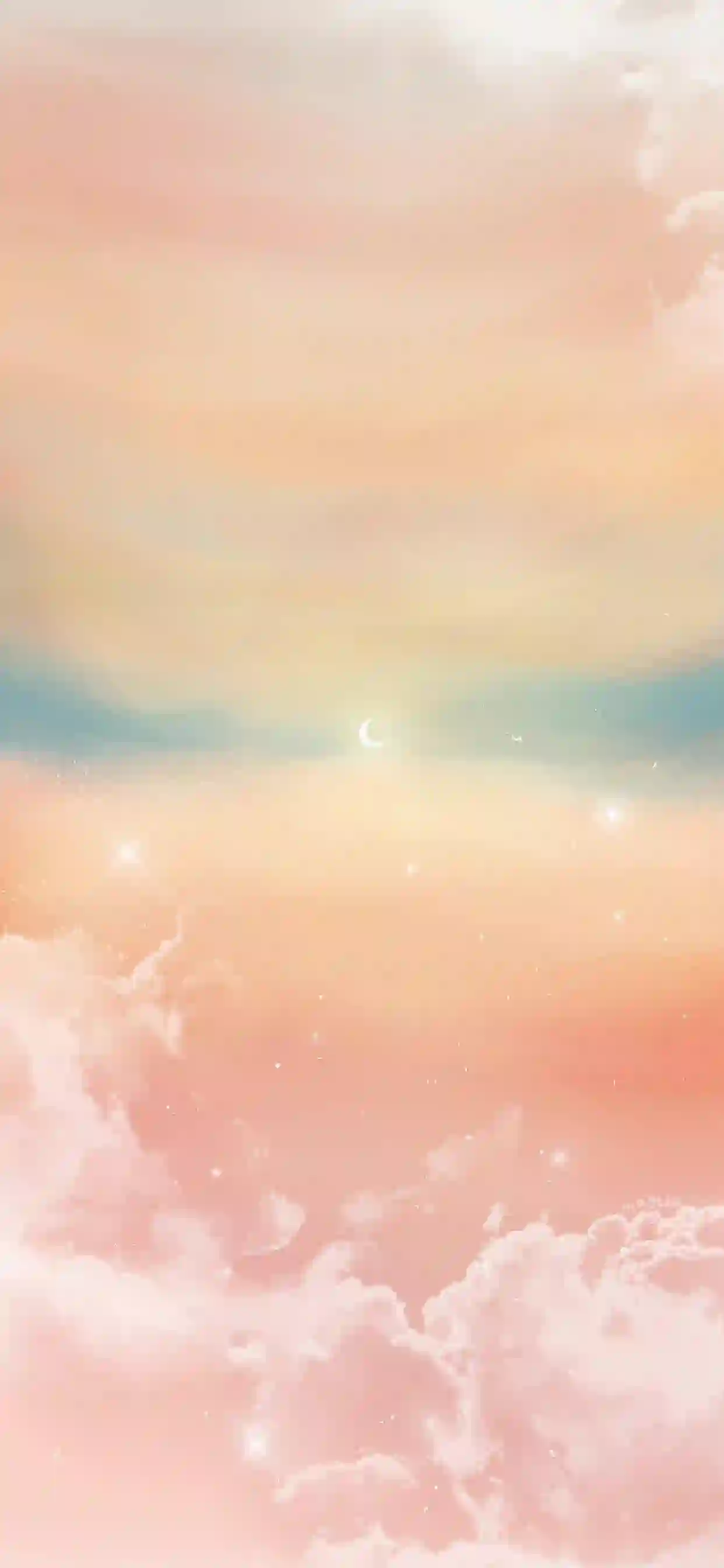梦幻天空 粉色云彩 弯月 星光 治愈风景 手机壁纸