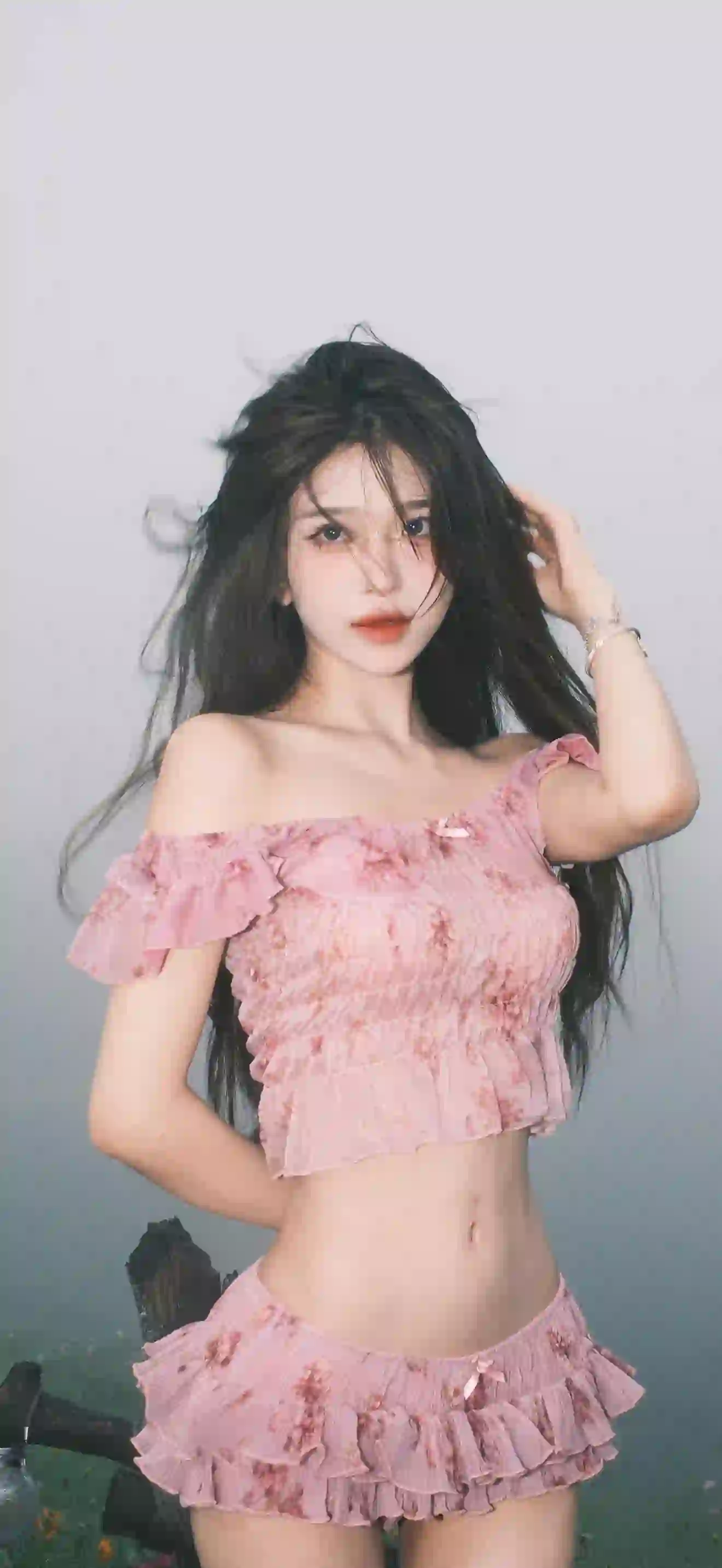 粉色小短裙 可爱女孩 户外写真 性感