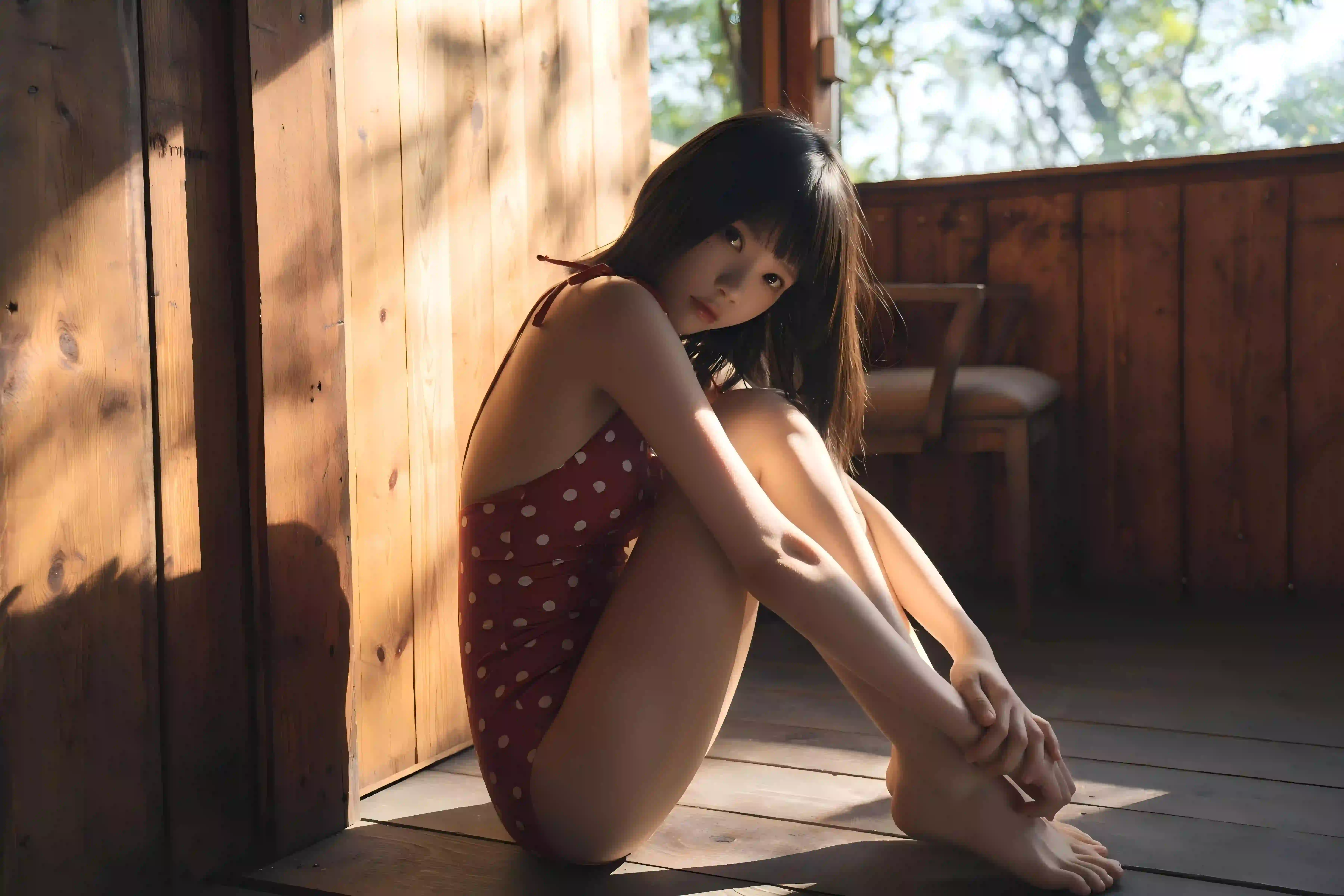 夏日穿搭 红色吊带 美女 长发美女 性感美女