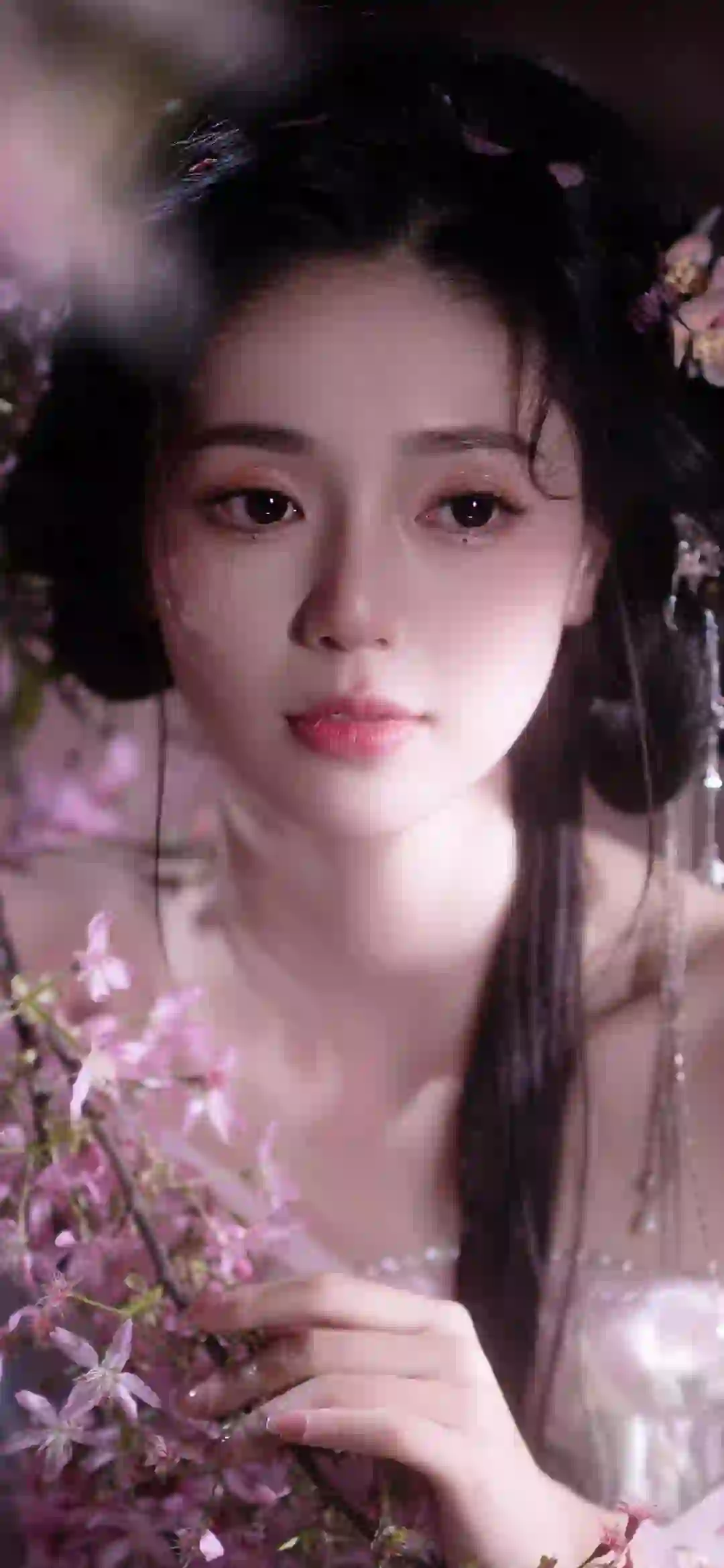 长发古风美女 粉红色 古风 汉服