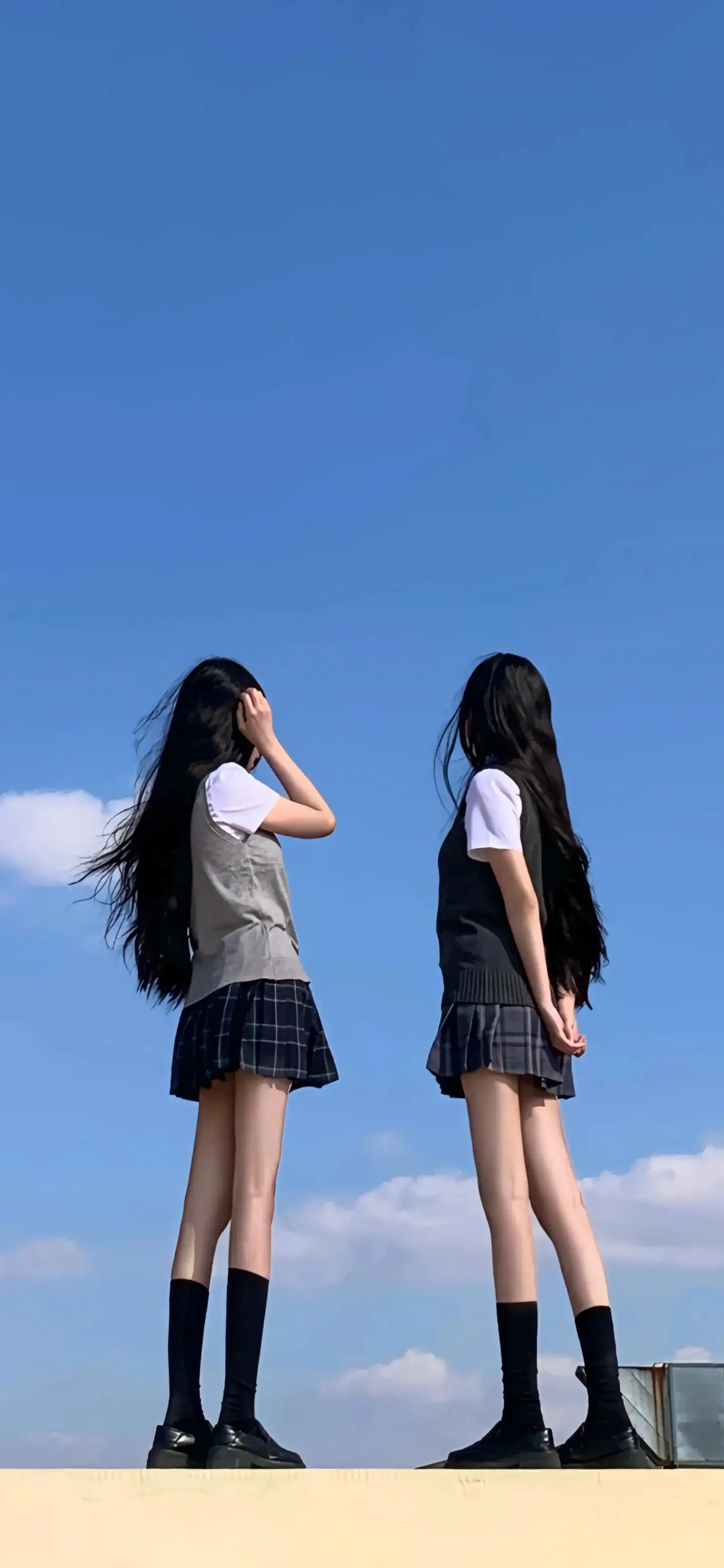 2个jk美女｜双马尾｜长腿美女