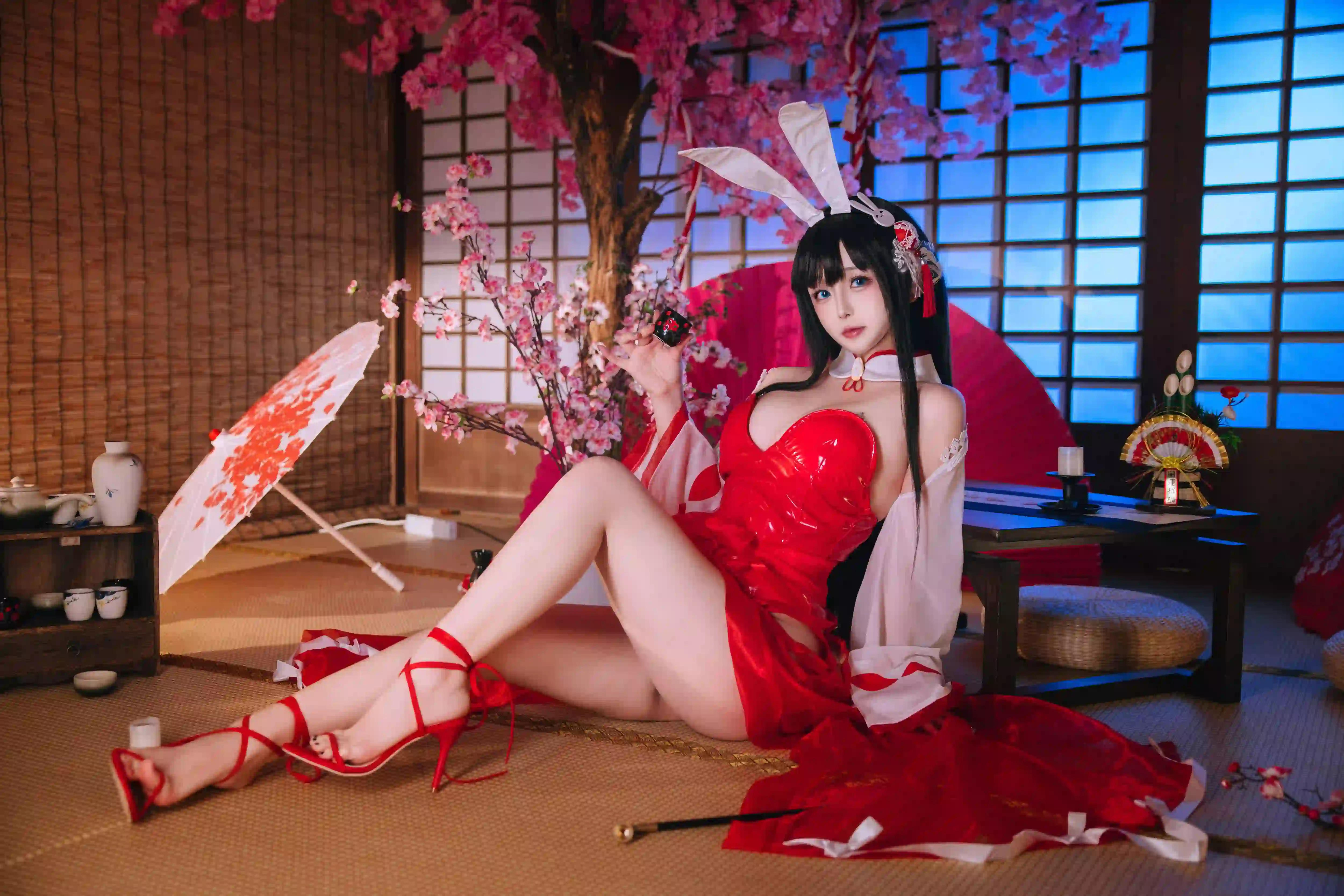 性感美女 日式风格 私房写真 红色服装 红色