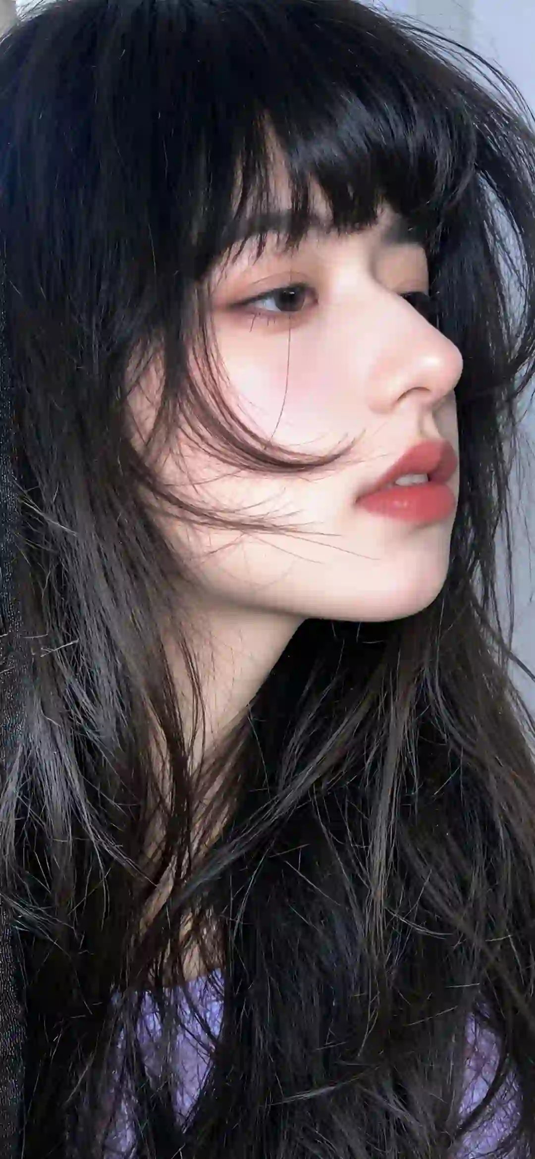 唯美侧脸 长发清纯美女