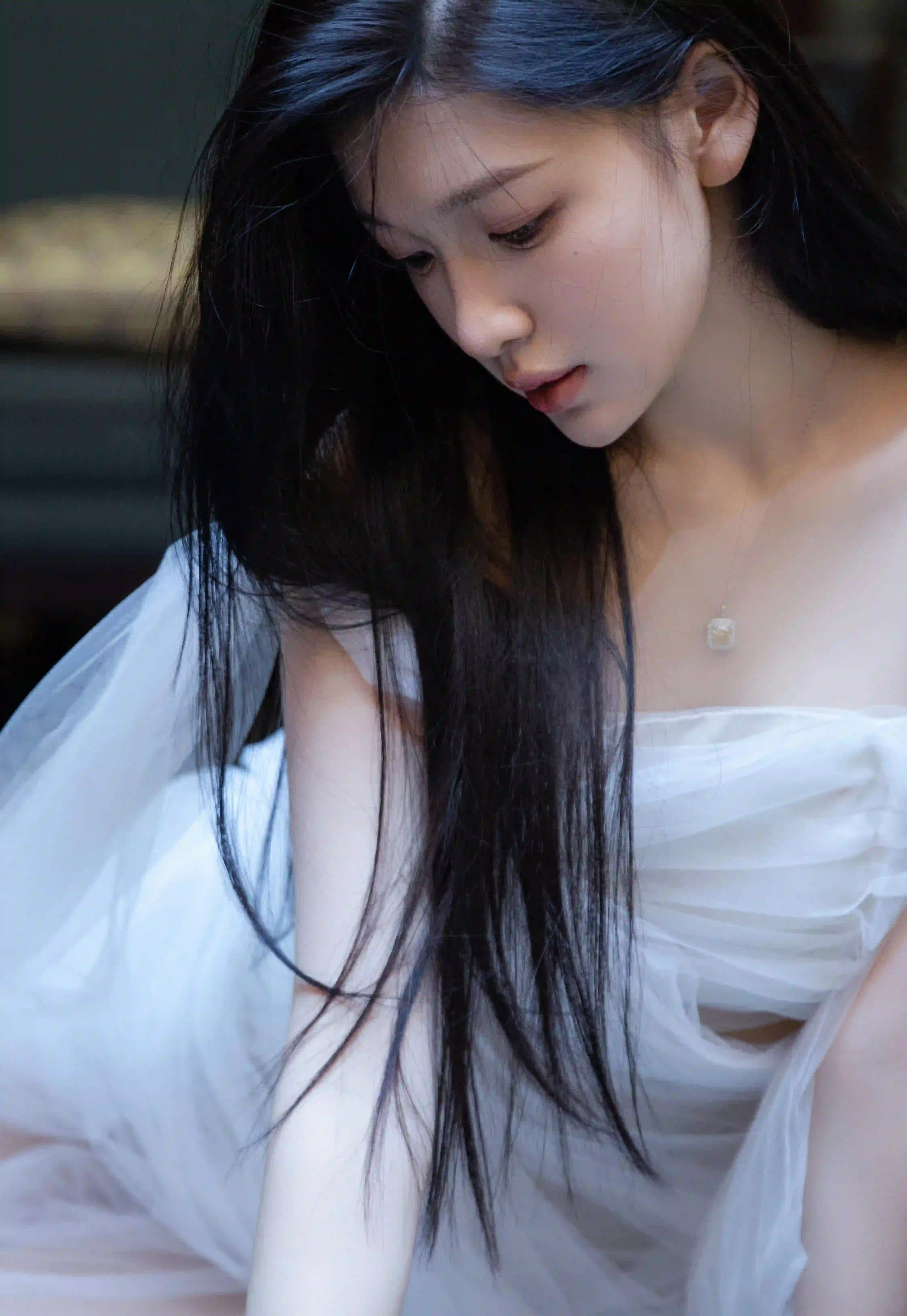 长发美女 白色长裙 清纯 唯美