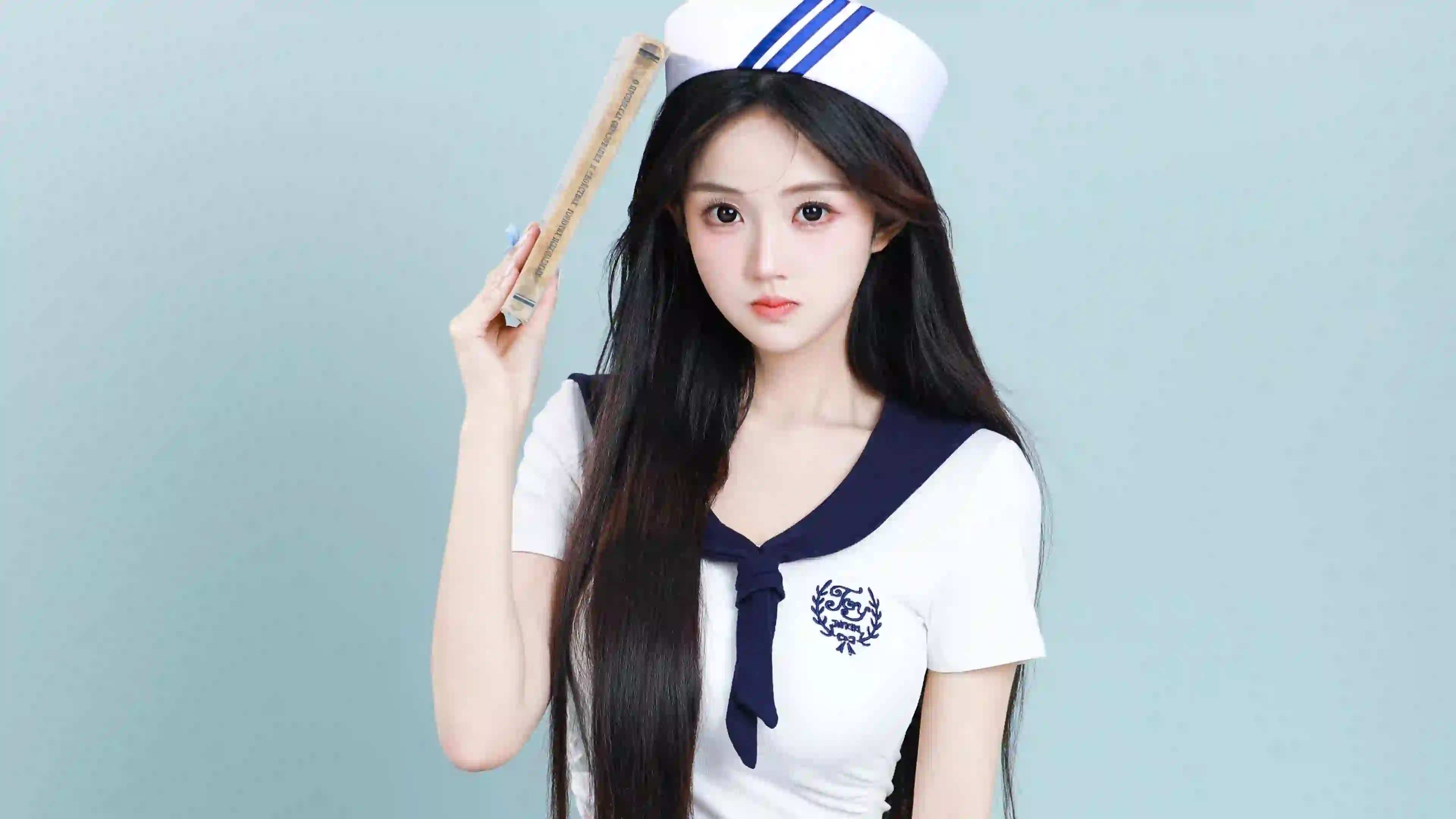 制服少女 长发美女 清纯 纯欲 白色衣服