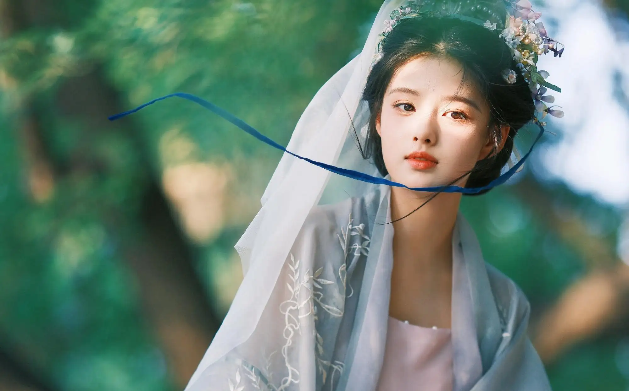 古风美女 白色衣服 古风汉服 美女