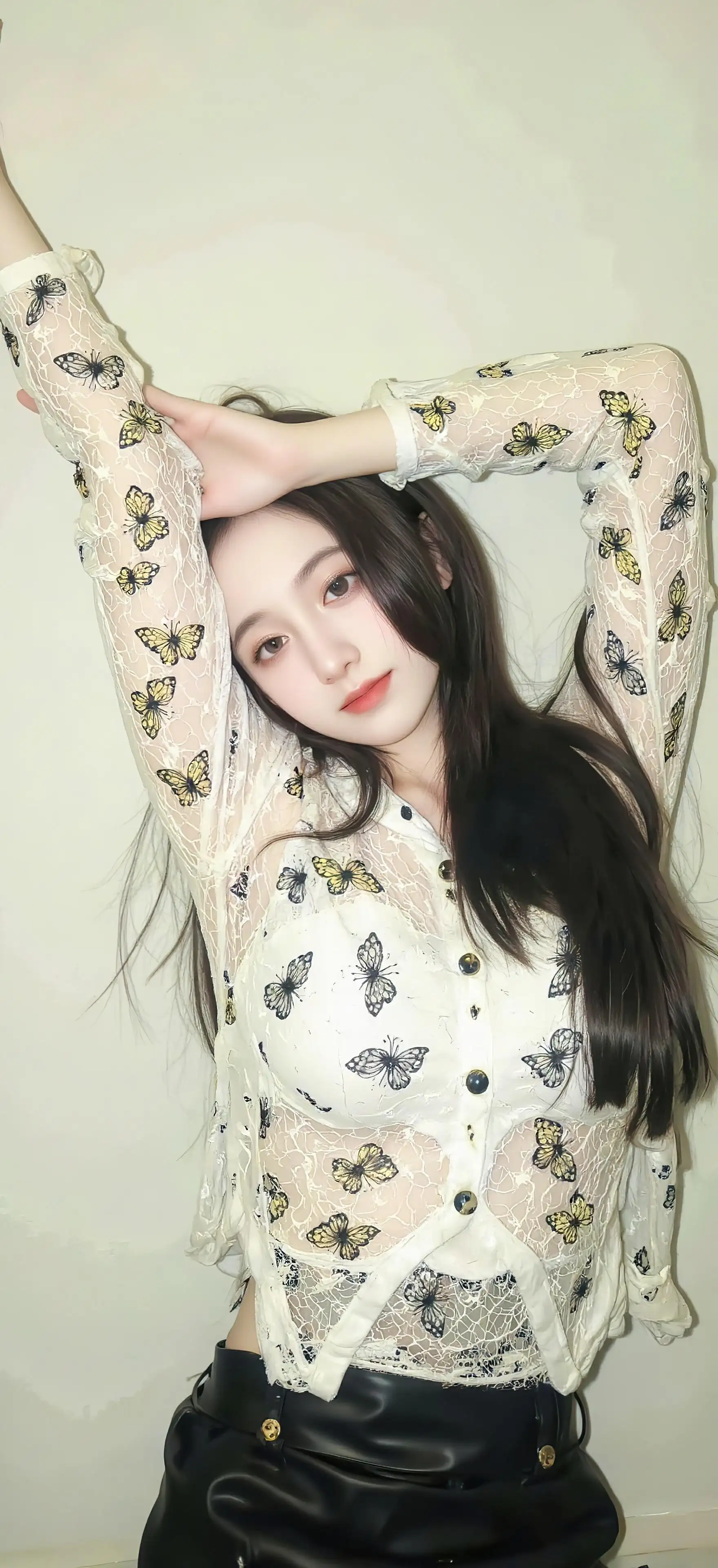 长发花纹薄纱美女 可爱 卷发美女 