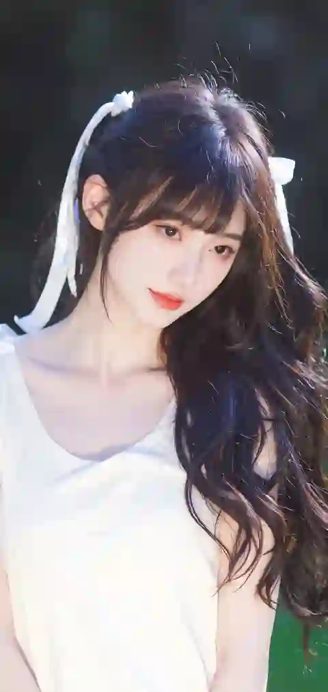长发美女 白色衣服 清纯 长发 户外