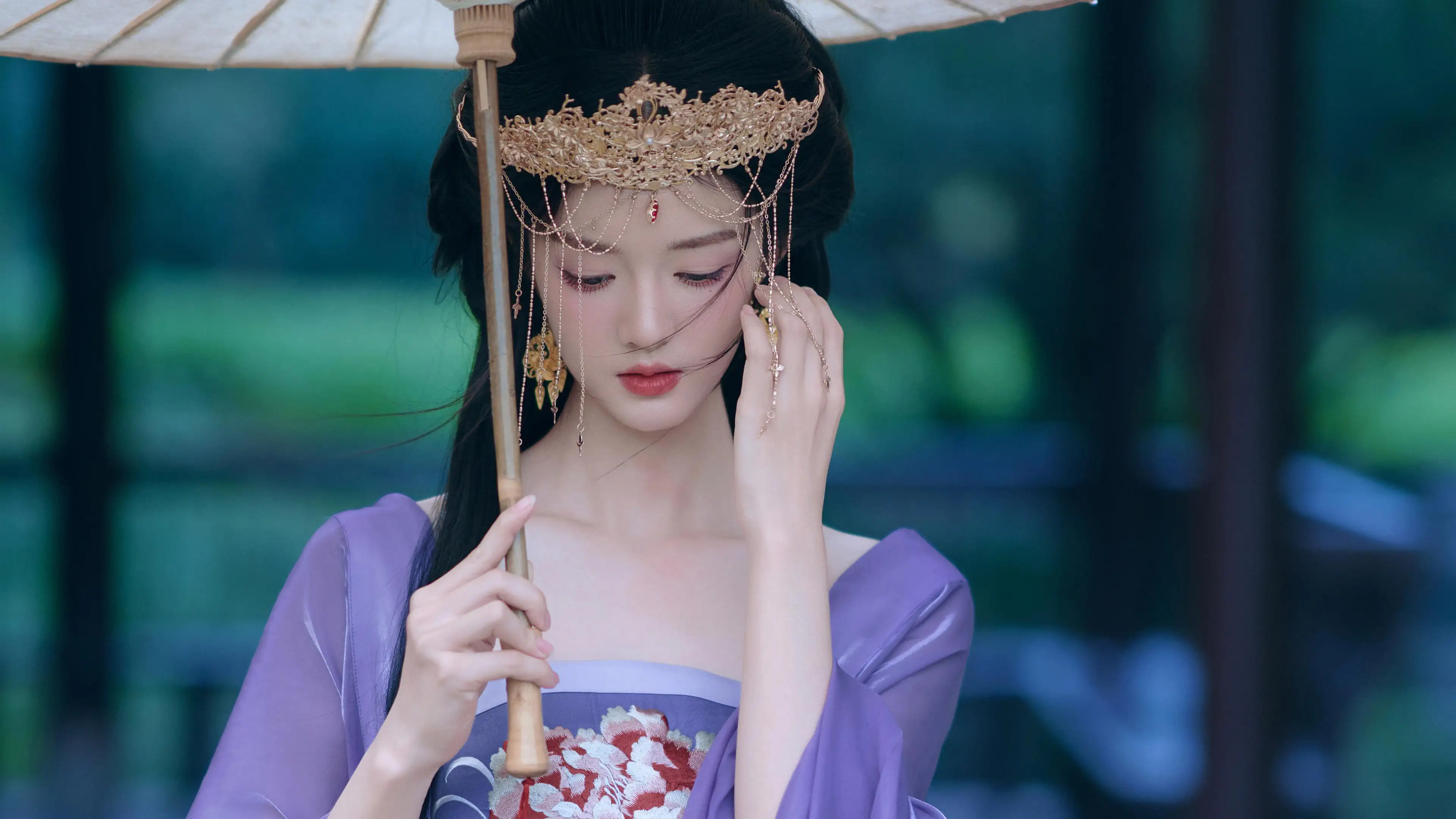 油纸伞 紫色古风裙子美女