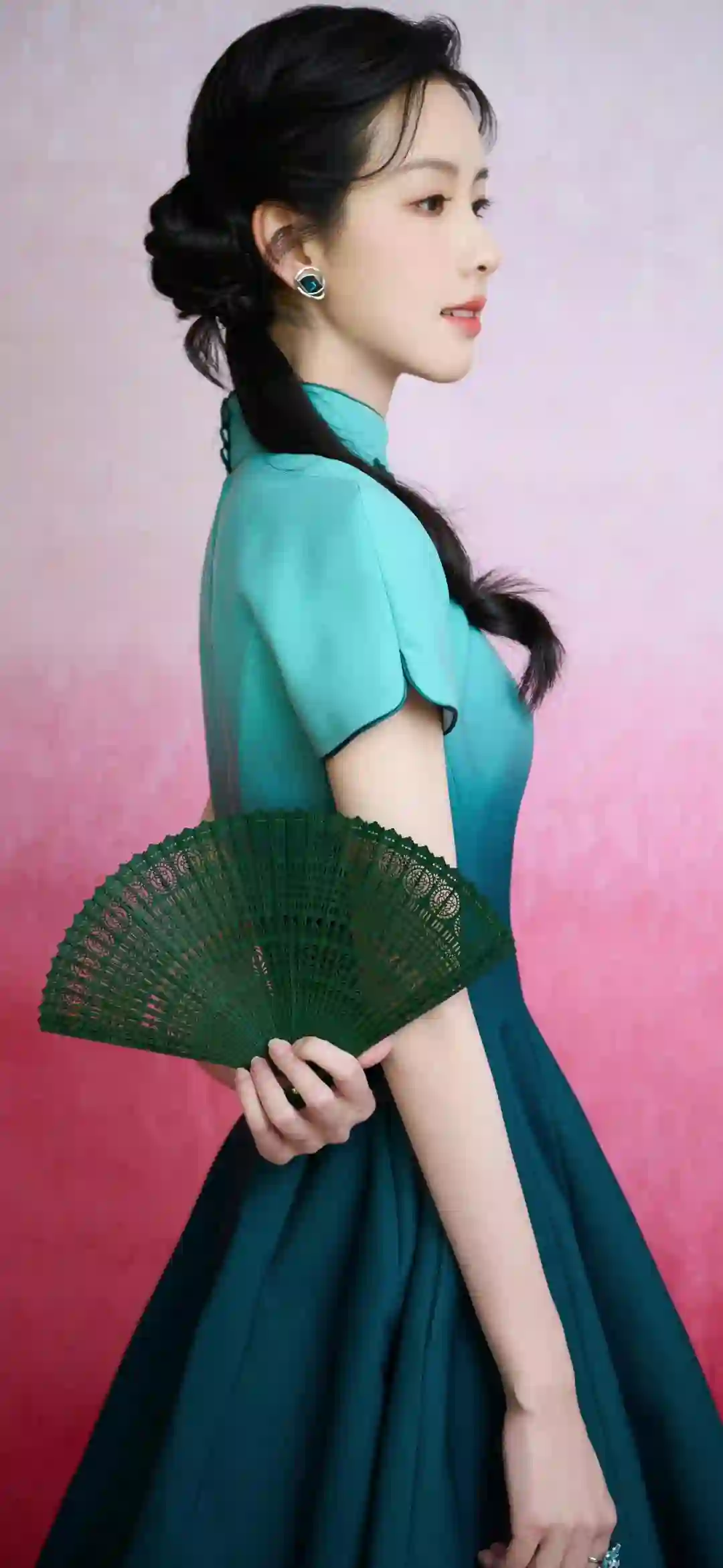 古风美女 旗袍美女 蓝色旗袍