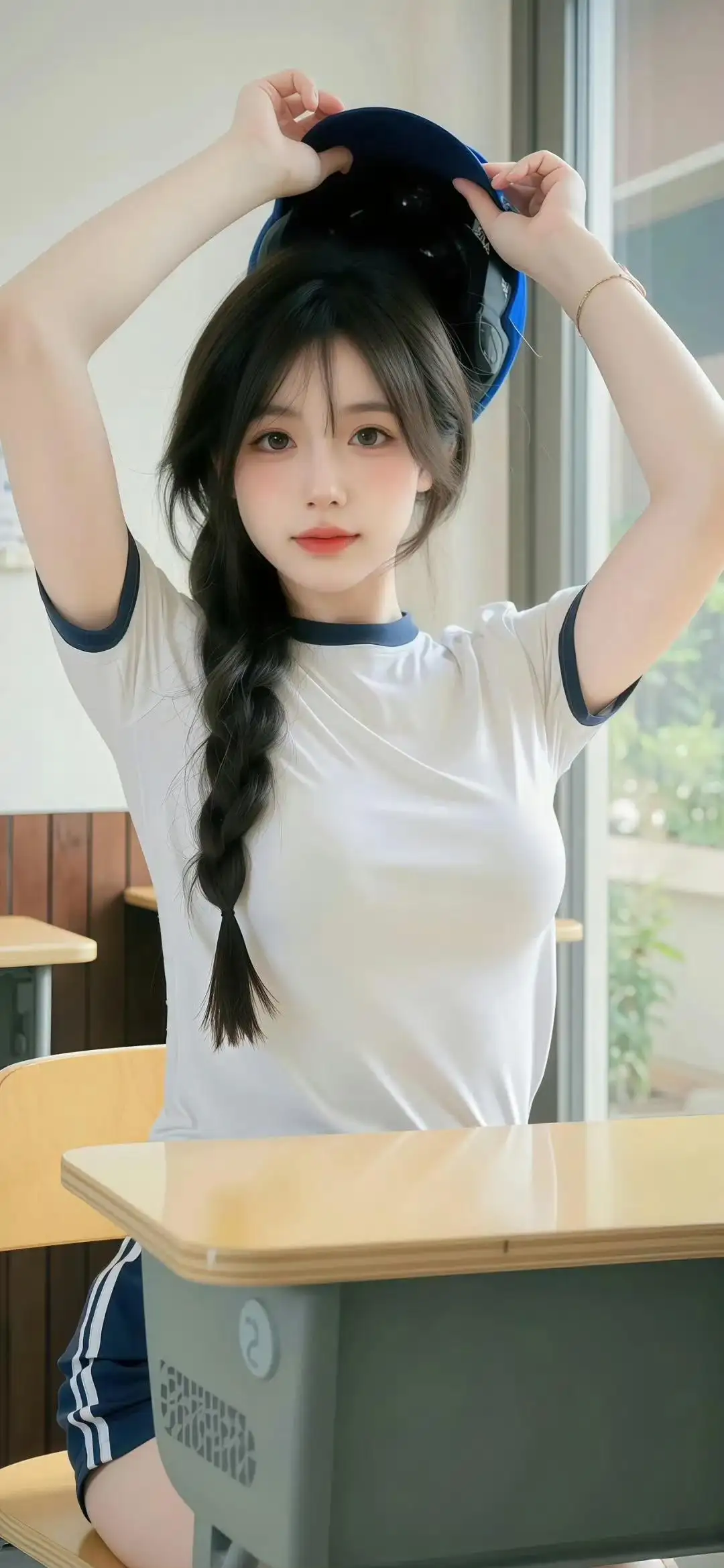 白衣麻花辫可爱女孩｜学生｜校园｜清纯女孩