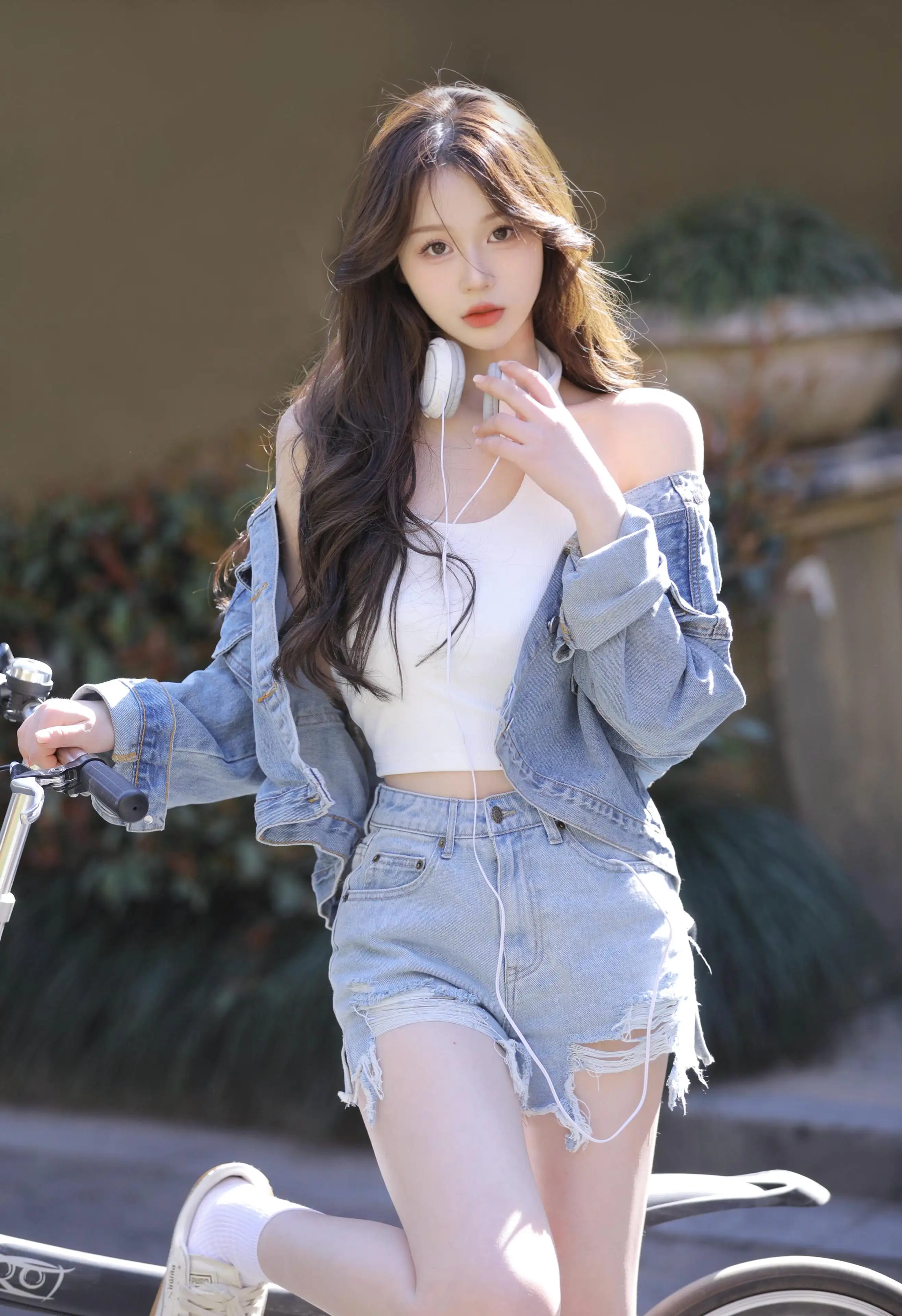 牛仔套装可爱美女4k