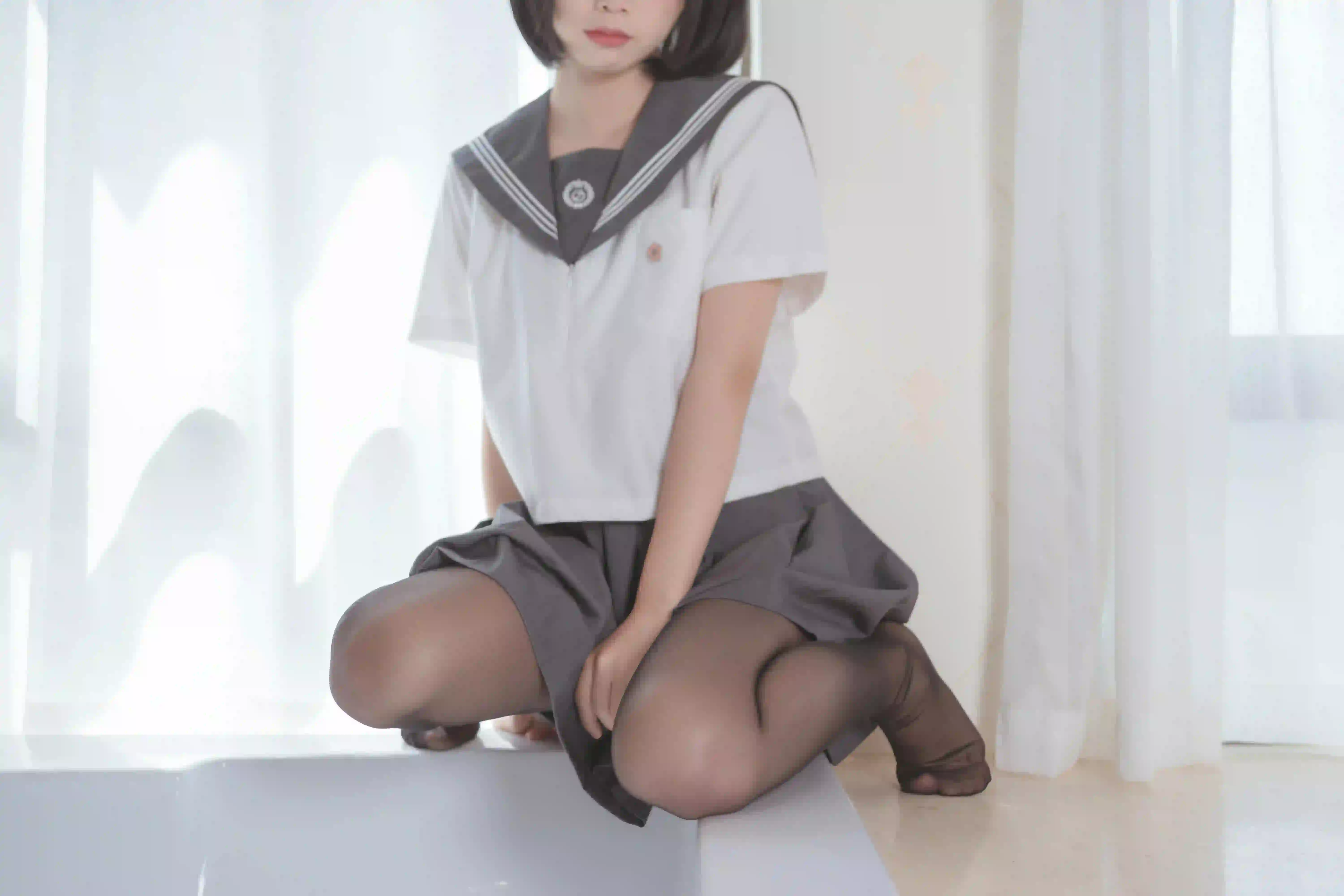 JK穿搭 长腿美女 丝袜 黑丝 黑色丝袜 