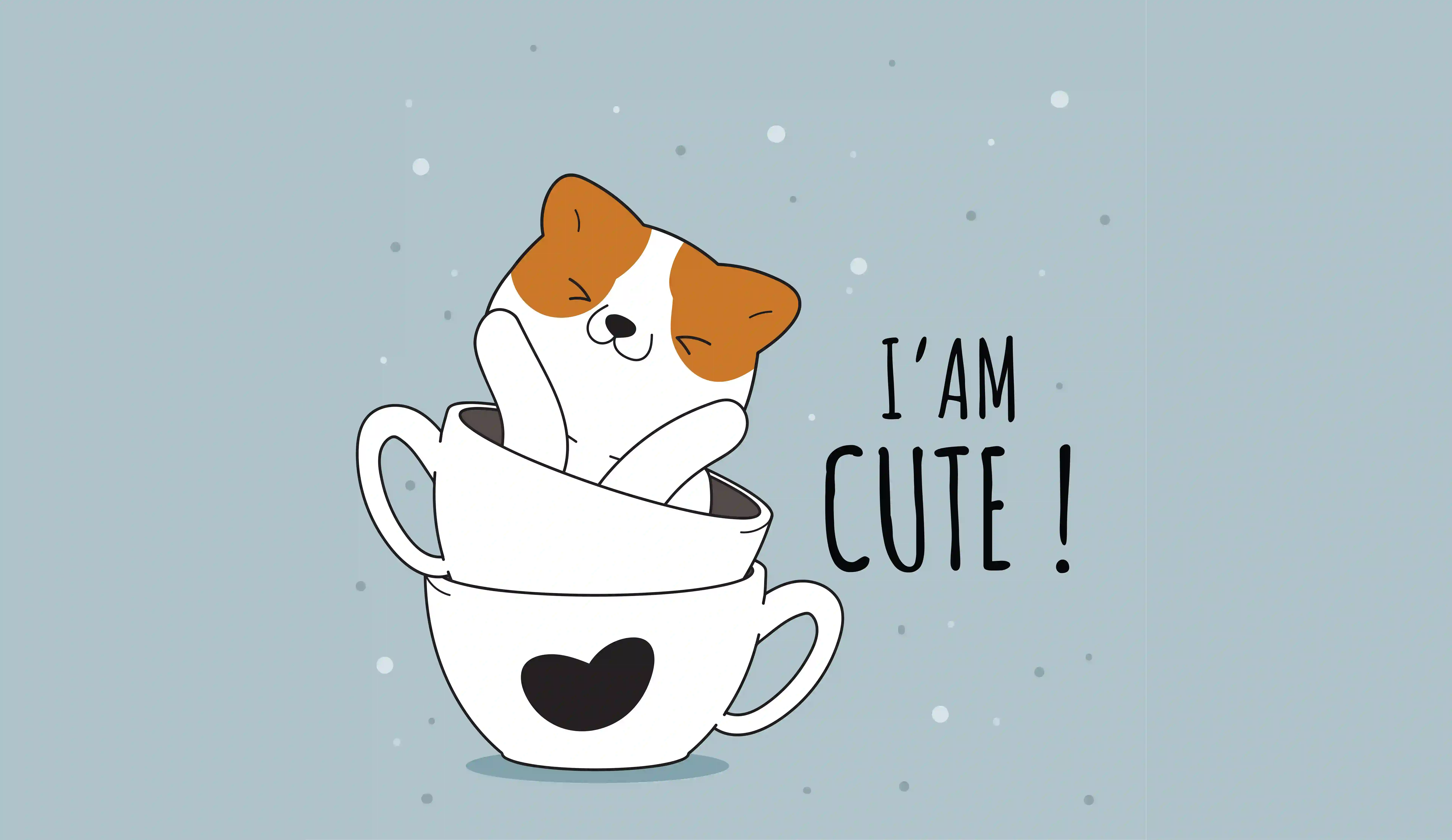 极简风 可爱 纯色背景 cute 小猫