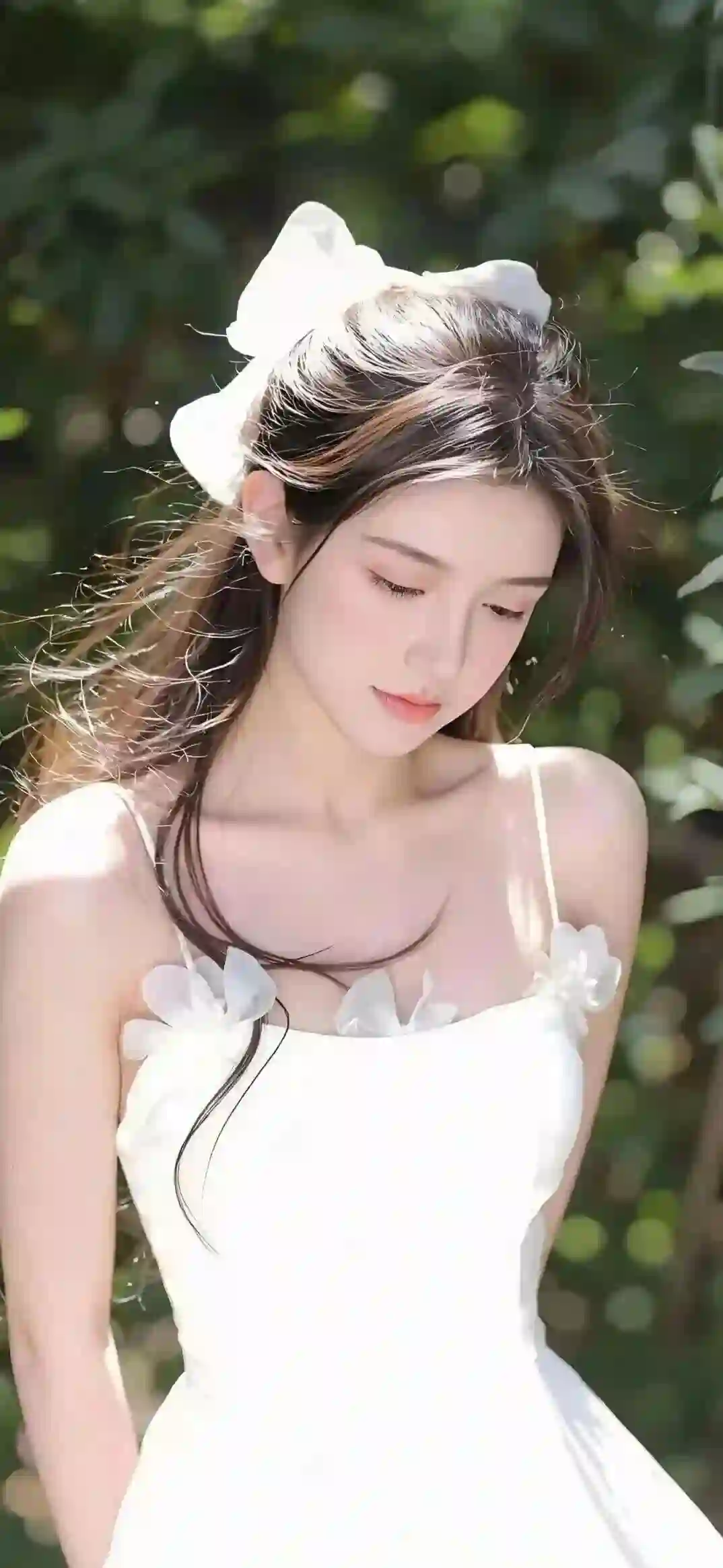 白色吊带裙 少女 阳光 清新 唯美 写真 森系 发饰