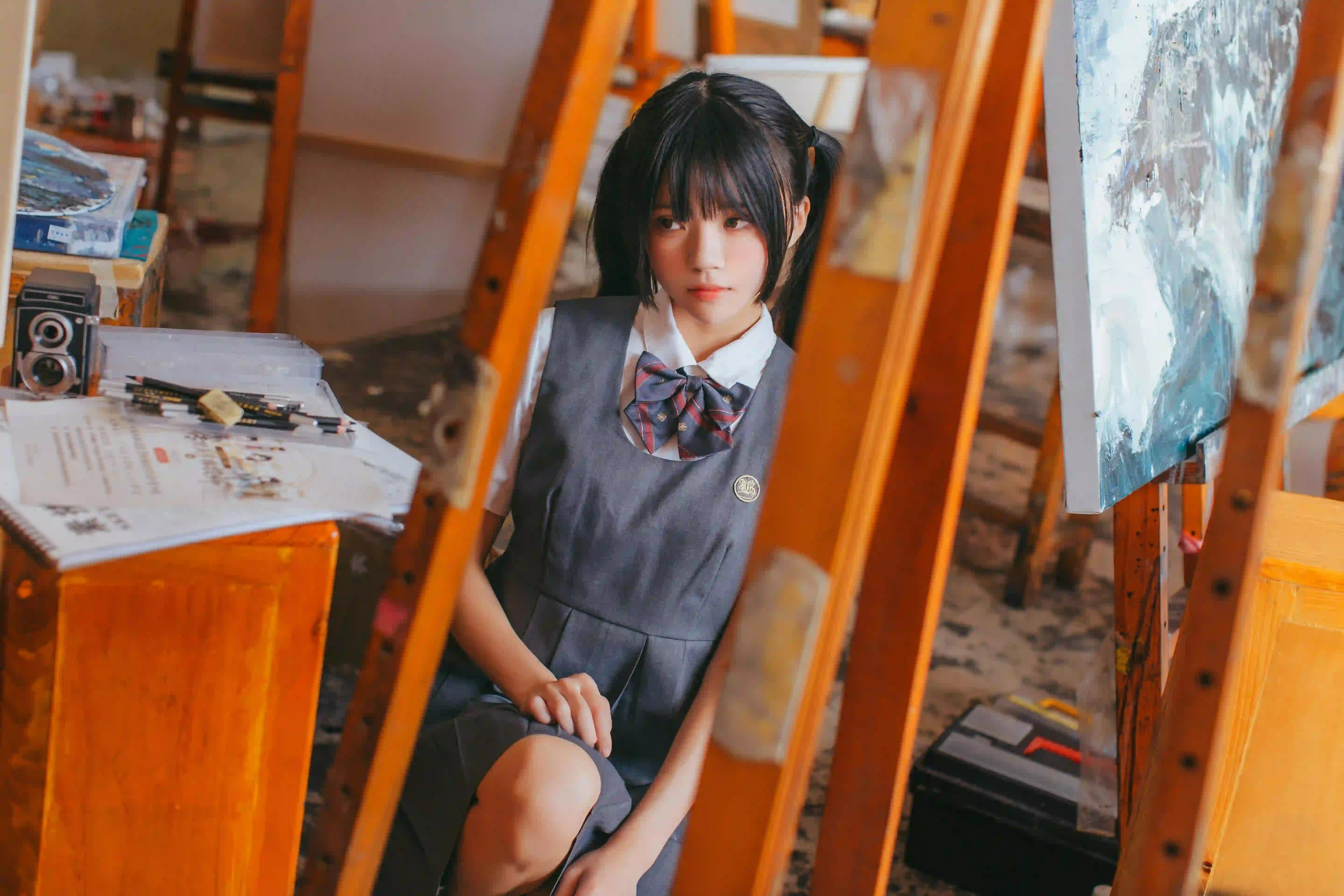 双马尾 jk女孩 长发可爱女孩 镜像