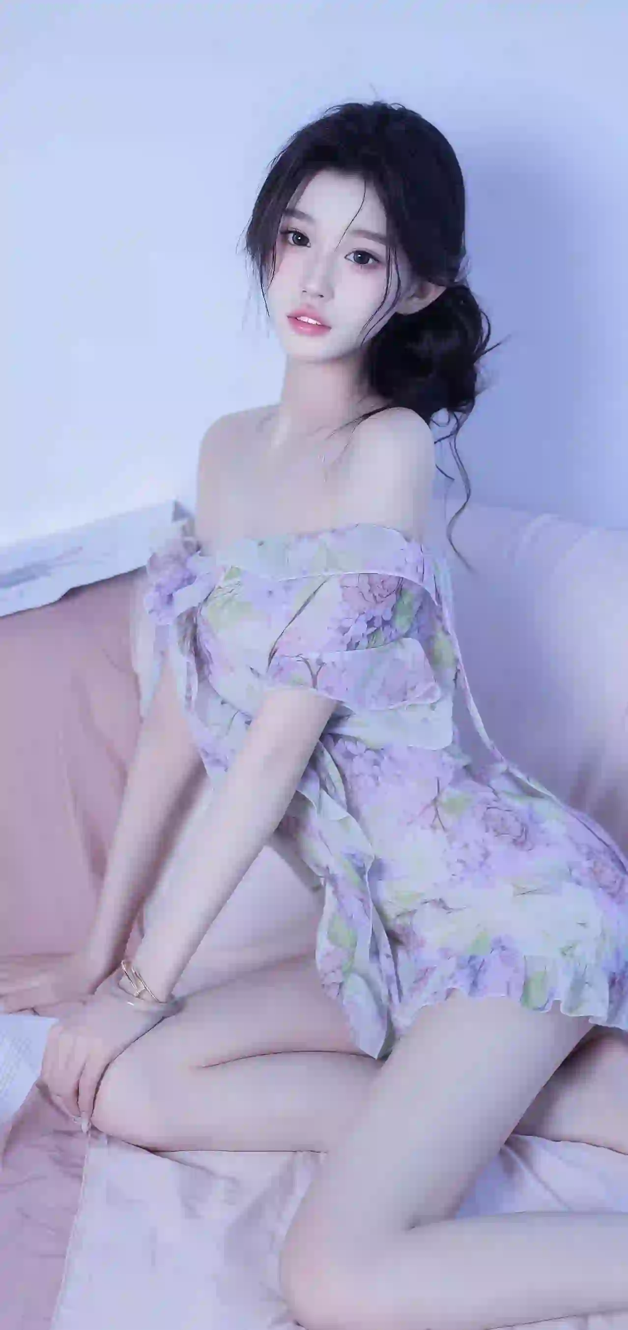 长发性感美女 长腿美女 抹胸穿搭 小清新