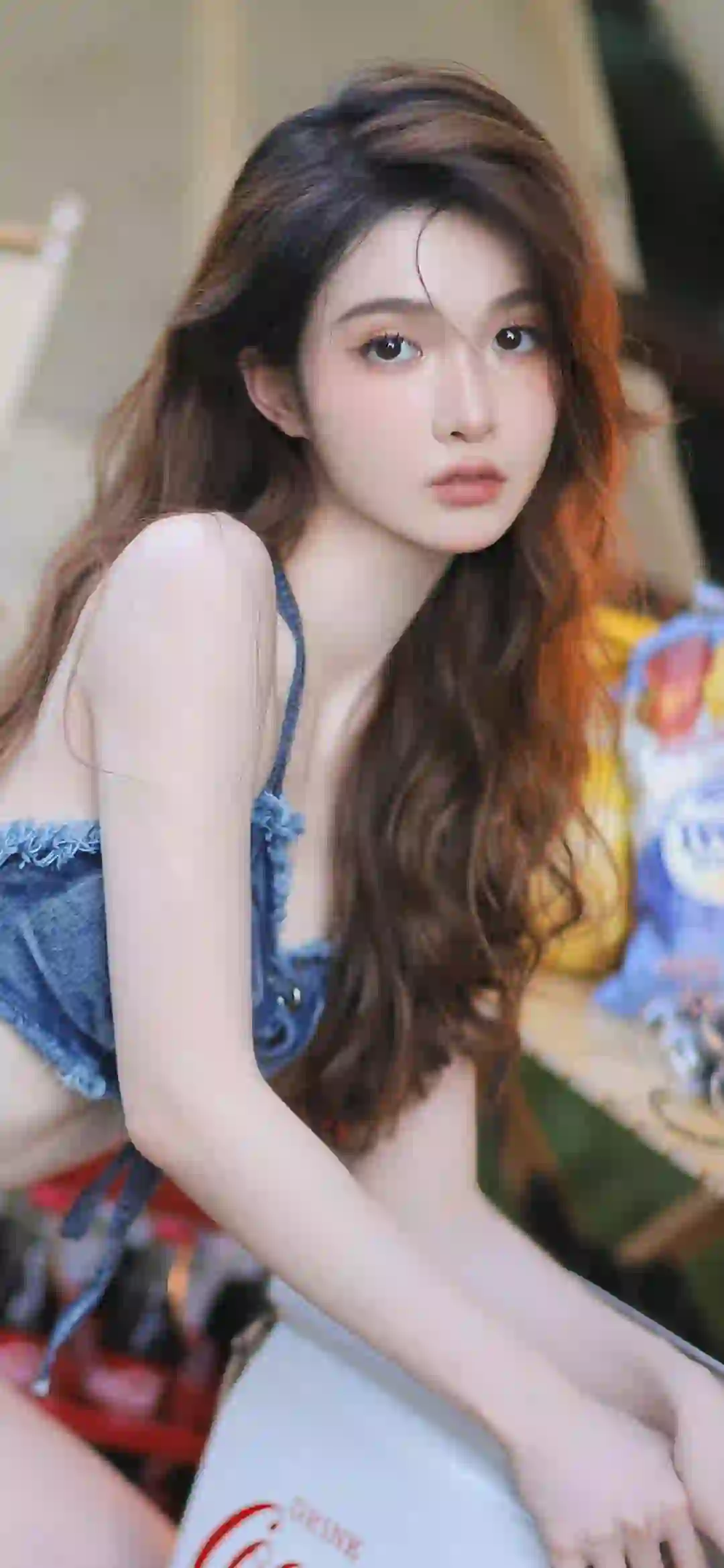 牛仔穿搭 长发美女