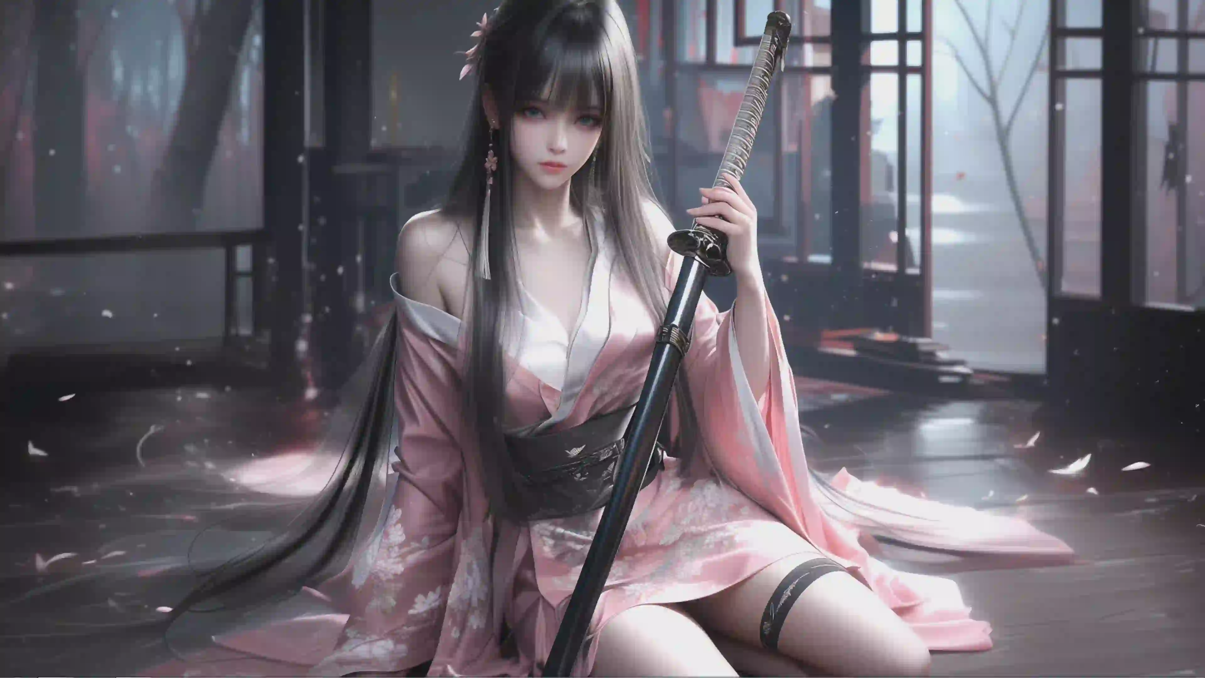动漫壁纸 二次元 ai 长腿美女 中式意境