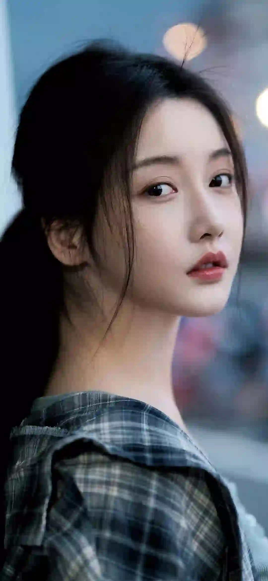 唯美 回眸 格子衫女孩 姜贞羽