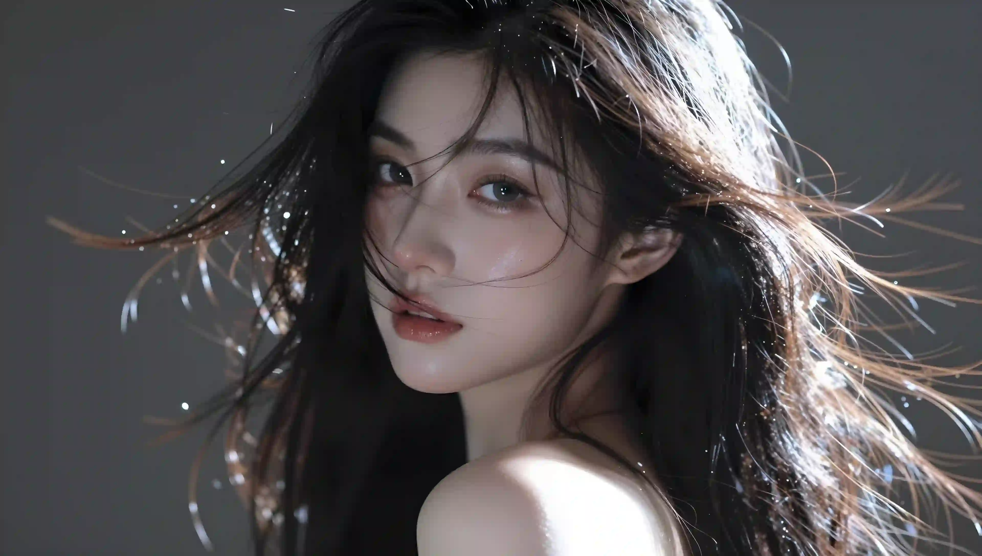 梦幻少女 水珠 光影 特写 人像