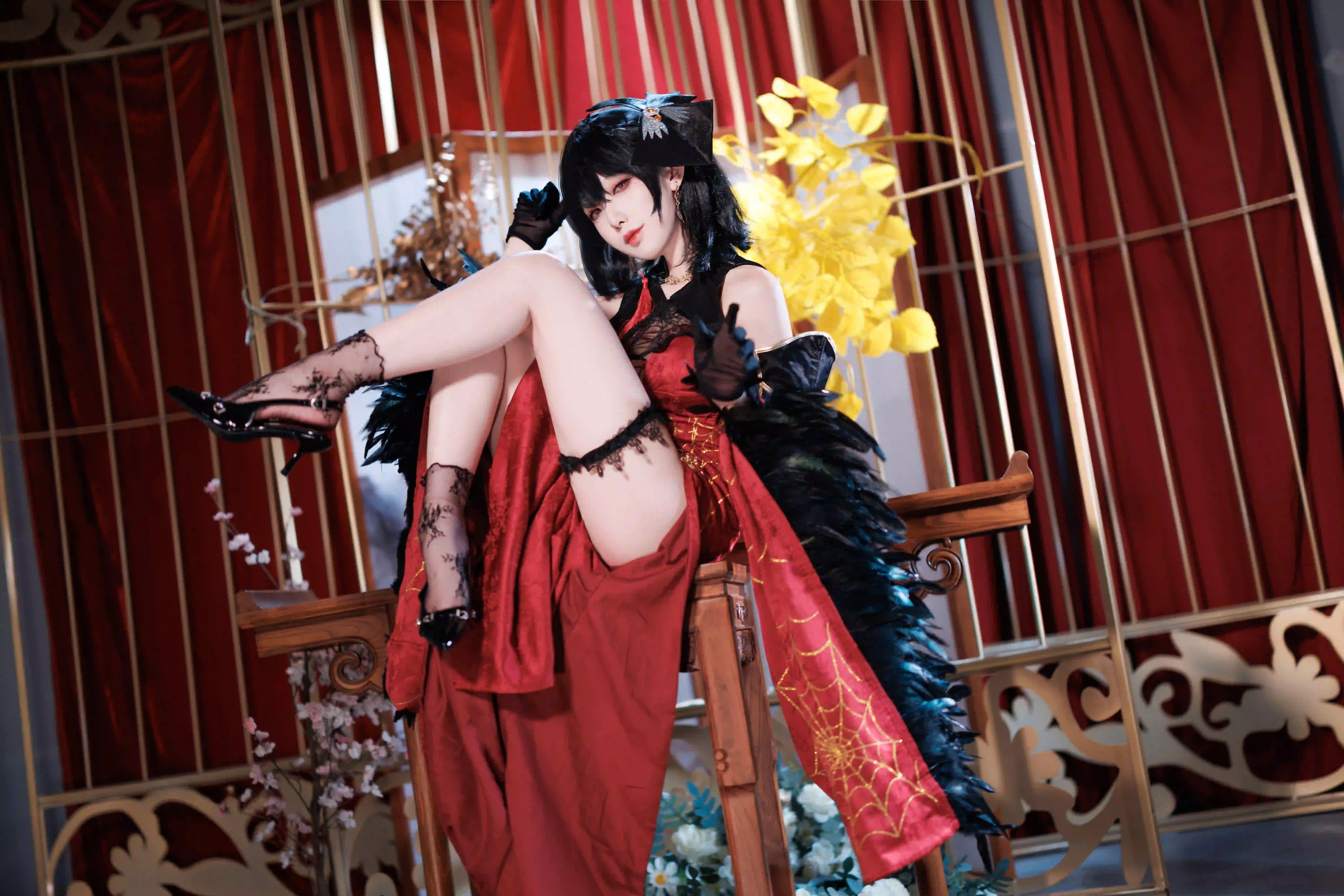 红色长裙 长发美女 美腿 腿 性感美腿