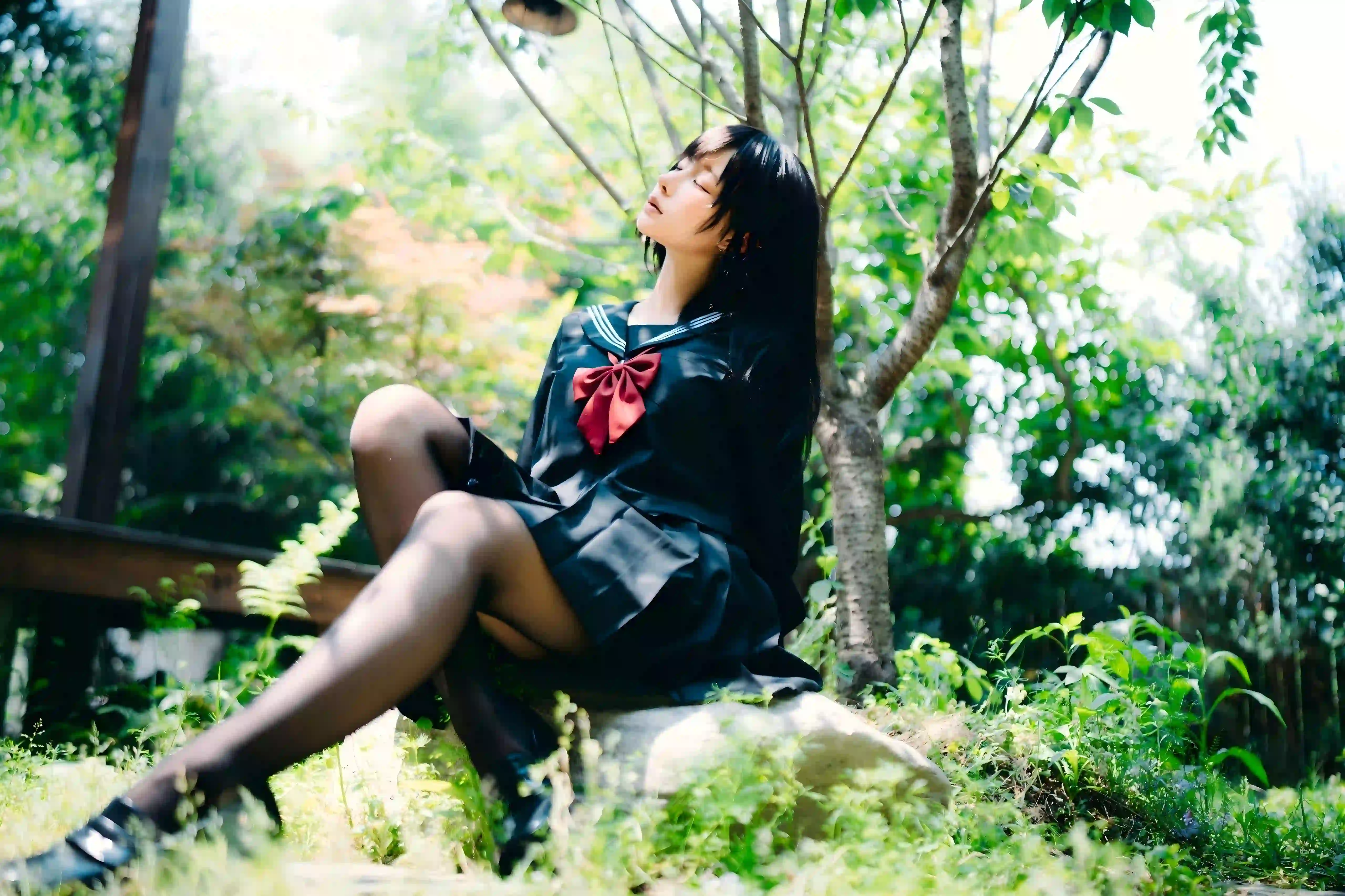 长腿美女 丝袜 长腿丝袜 自然 大自然