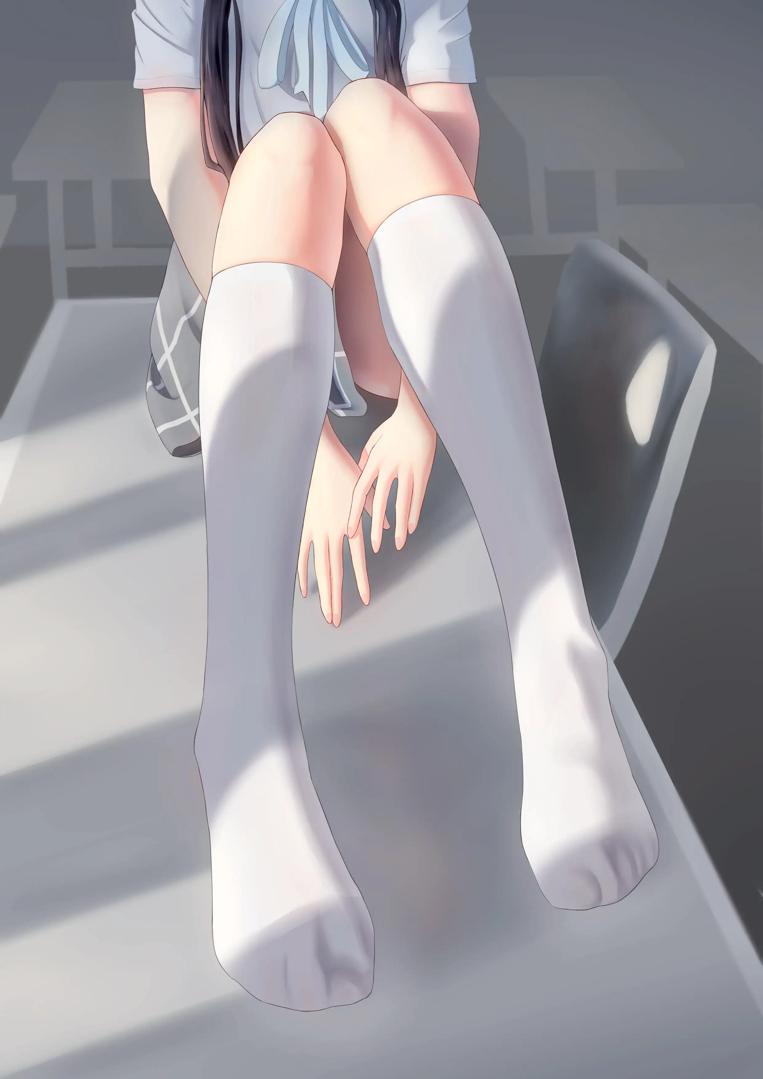 长腿白色丝袜jk装