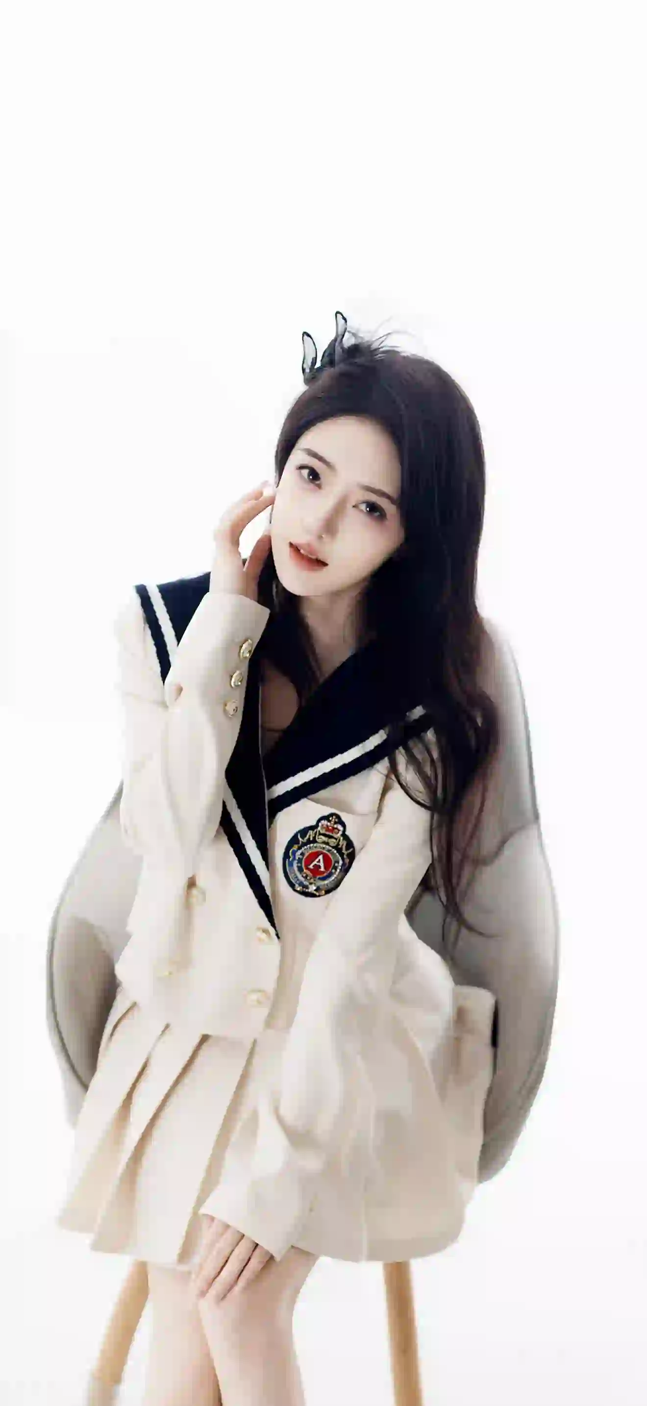 长发清纯美女 唯美 青春 jk穿搭 白色裙子 青春气息