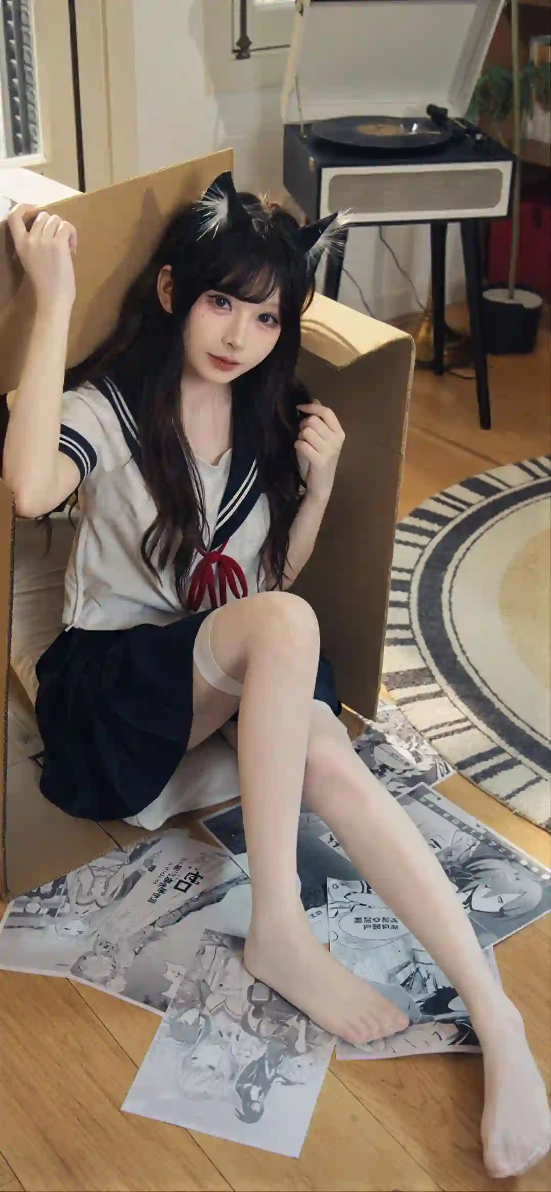 猫耳 水手服 JK制服 纸箱 少女写真 漫画