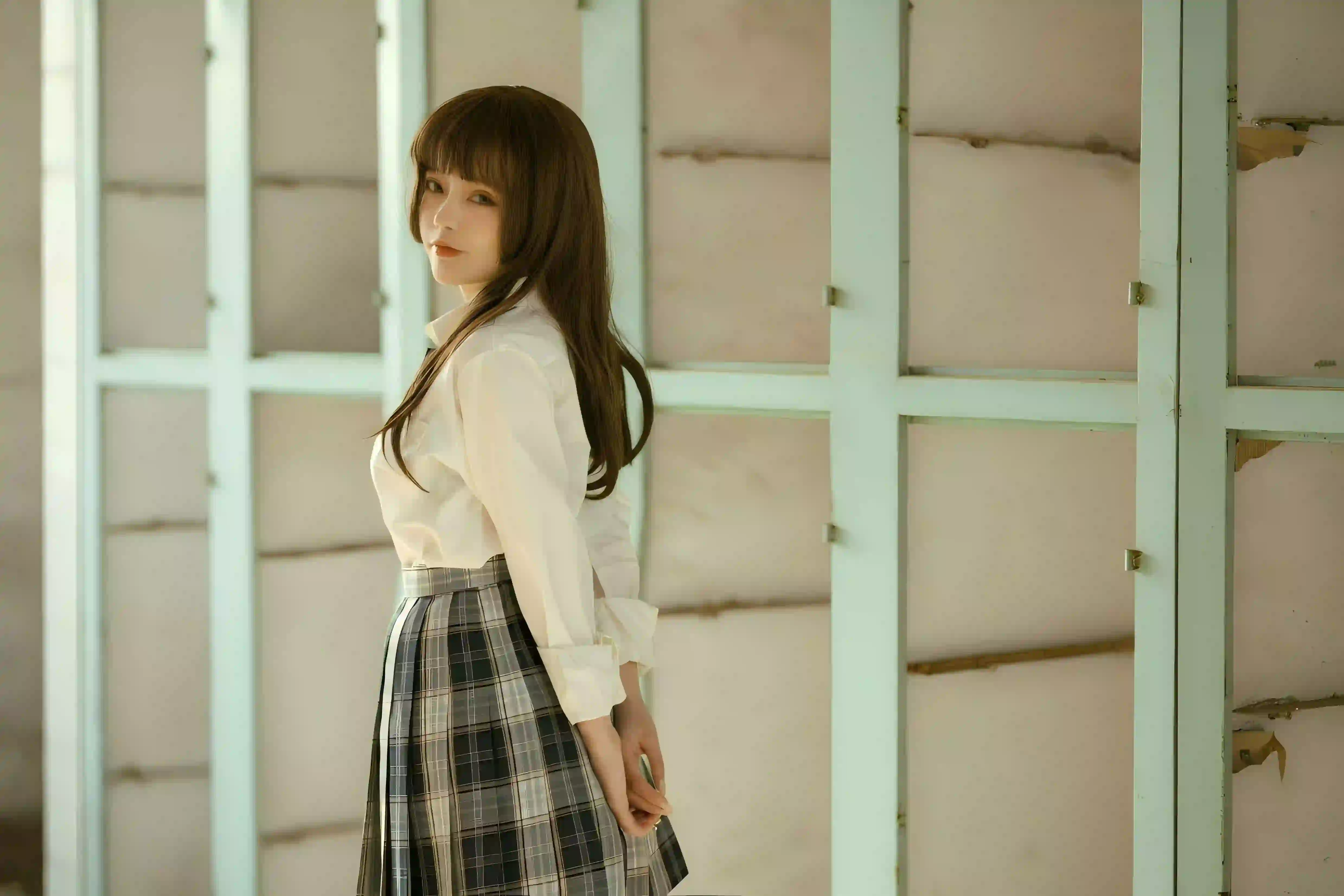 长发jk美女 清纯美女 侧身